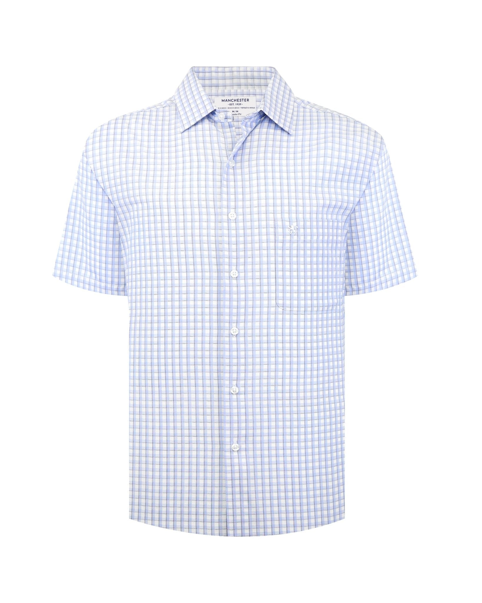 Manchester Camisa Casual Elite 100% Algodón Wrinkle Free Manga Corta - Manchester