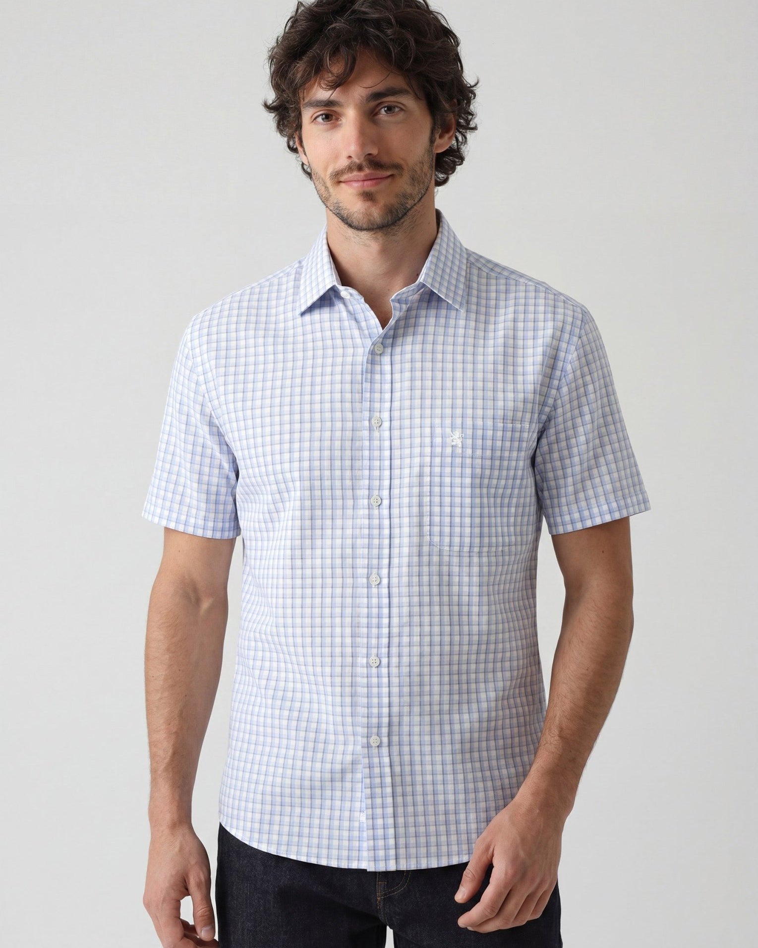 Manchester Camisa Casual Elite 100% Algodón Wrinkle Free Manga Corta - Manchester