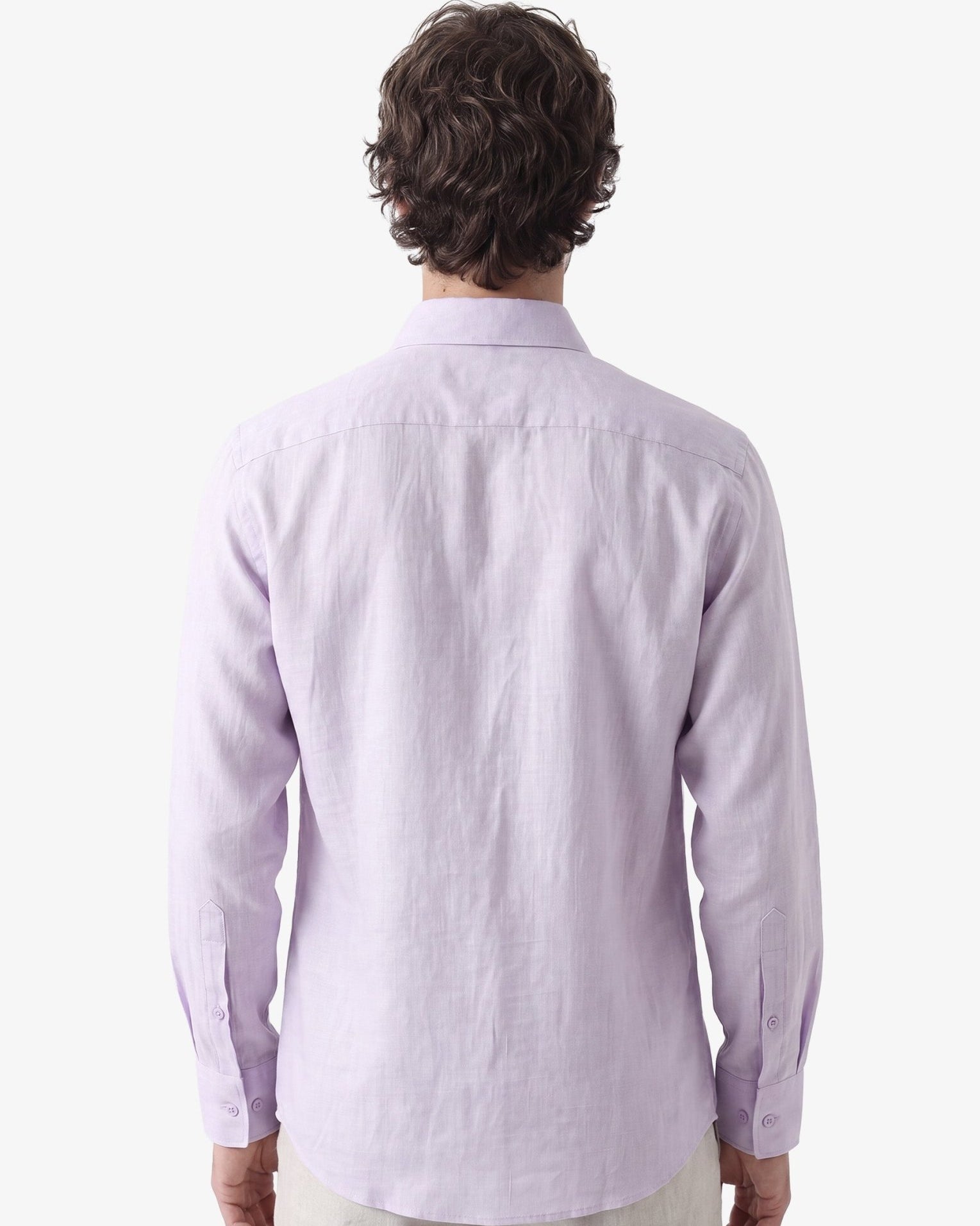 Manchester Camisa Casual Elite 100% Lino color lavanda para hombre