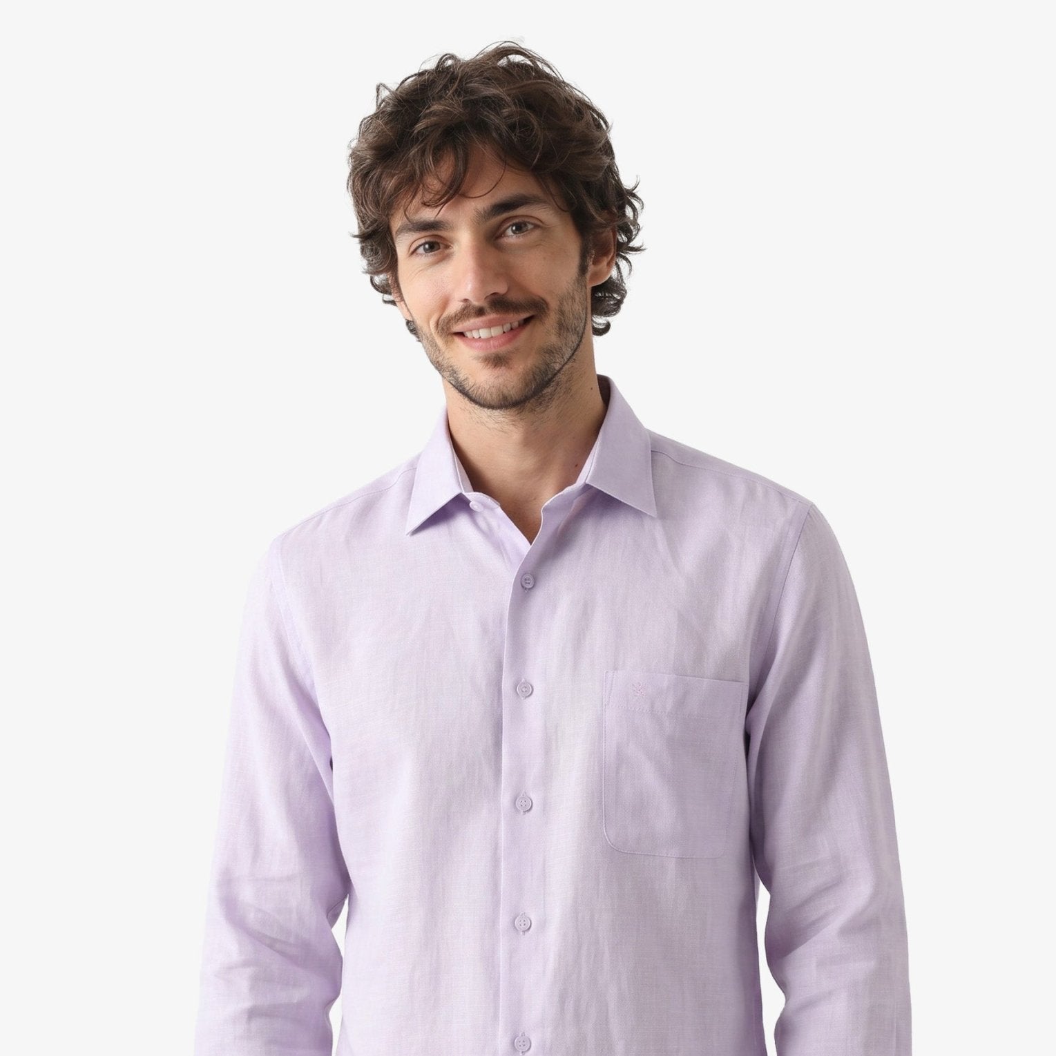 Manchester Camisa Casual Elite 100% Lino color lavanda para hombre