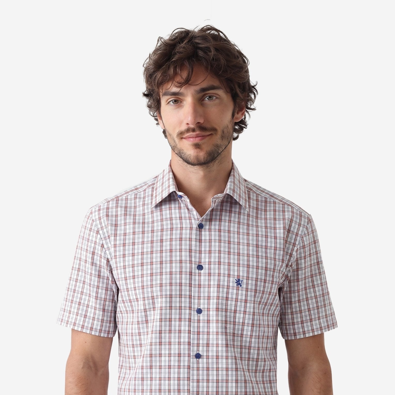 Manchester Camisa Casual Hombre Manga Corta Estampado de Cuadros - Manchester