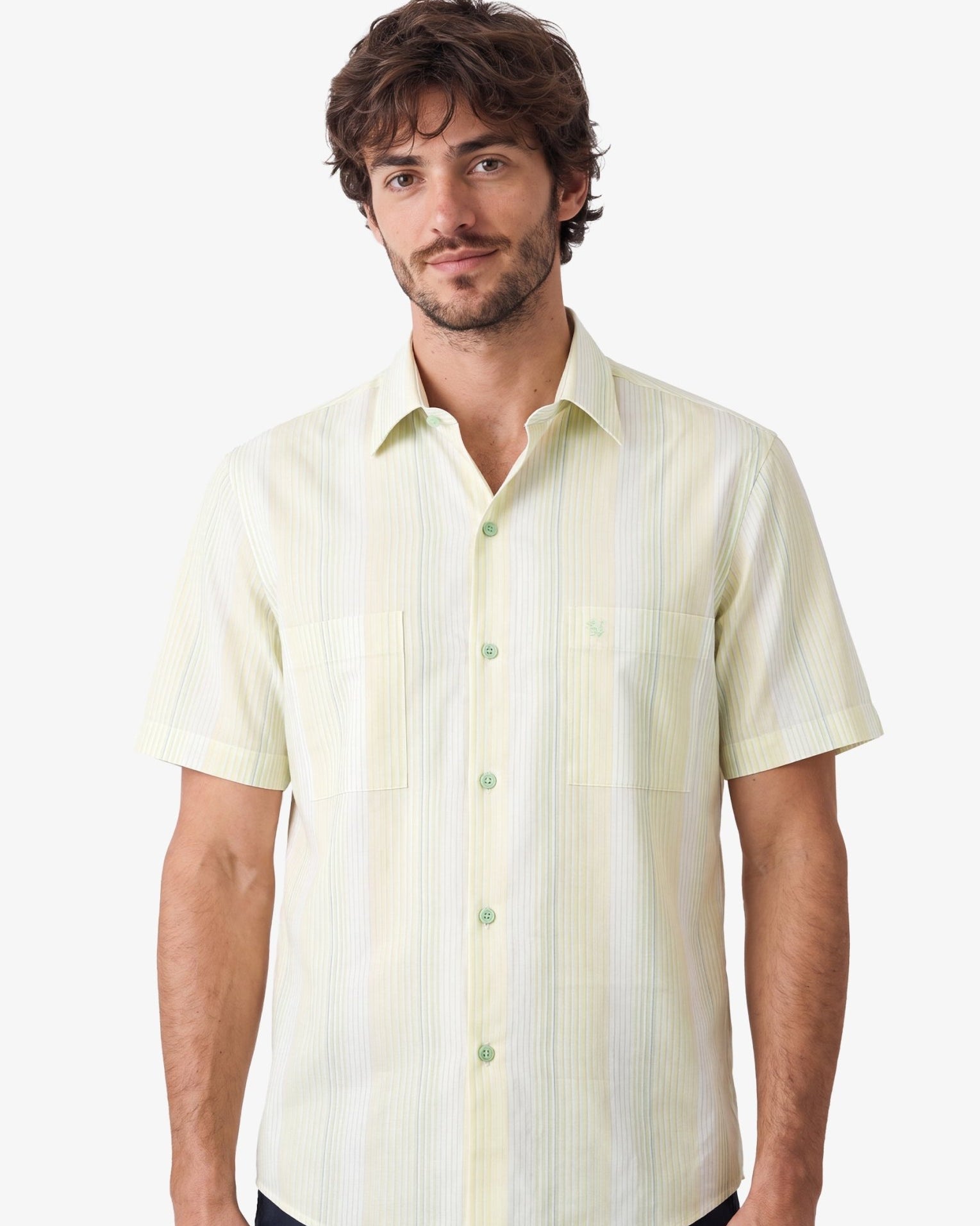 Manchester Camisa Casual Manga Corta con Rayas Finas y Doble Bolsillo - Manchester