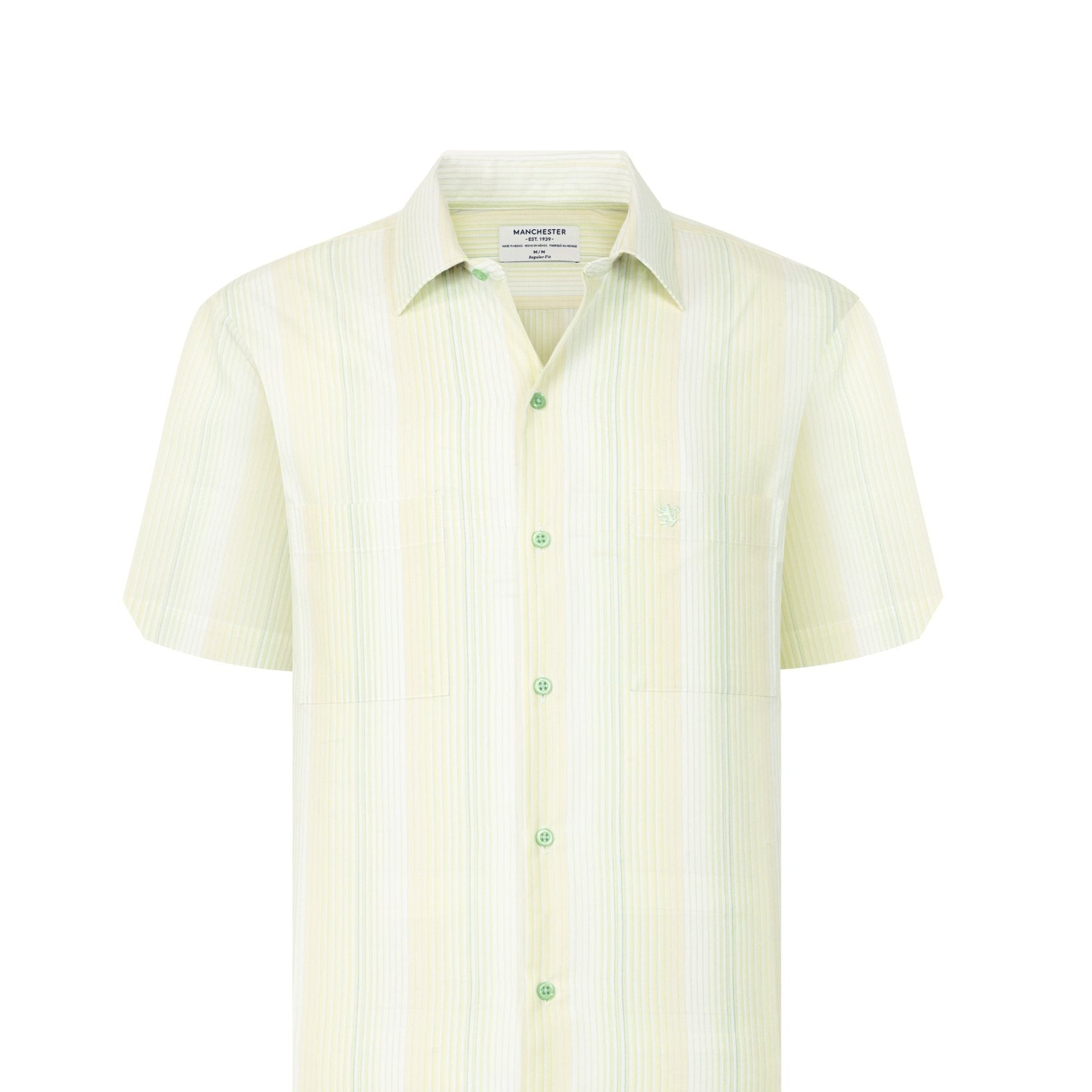 Manchester Camisa Casual Manga Corta con Rayas Finas y Doble Bolsillo - Manchester