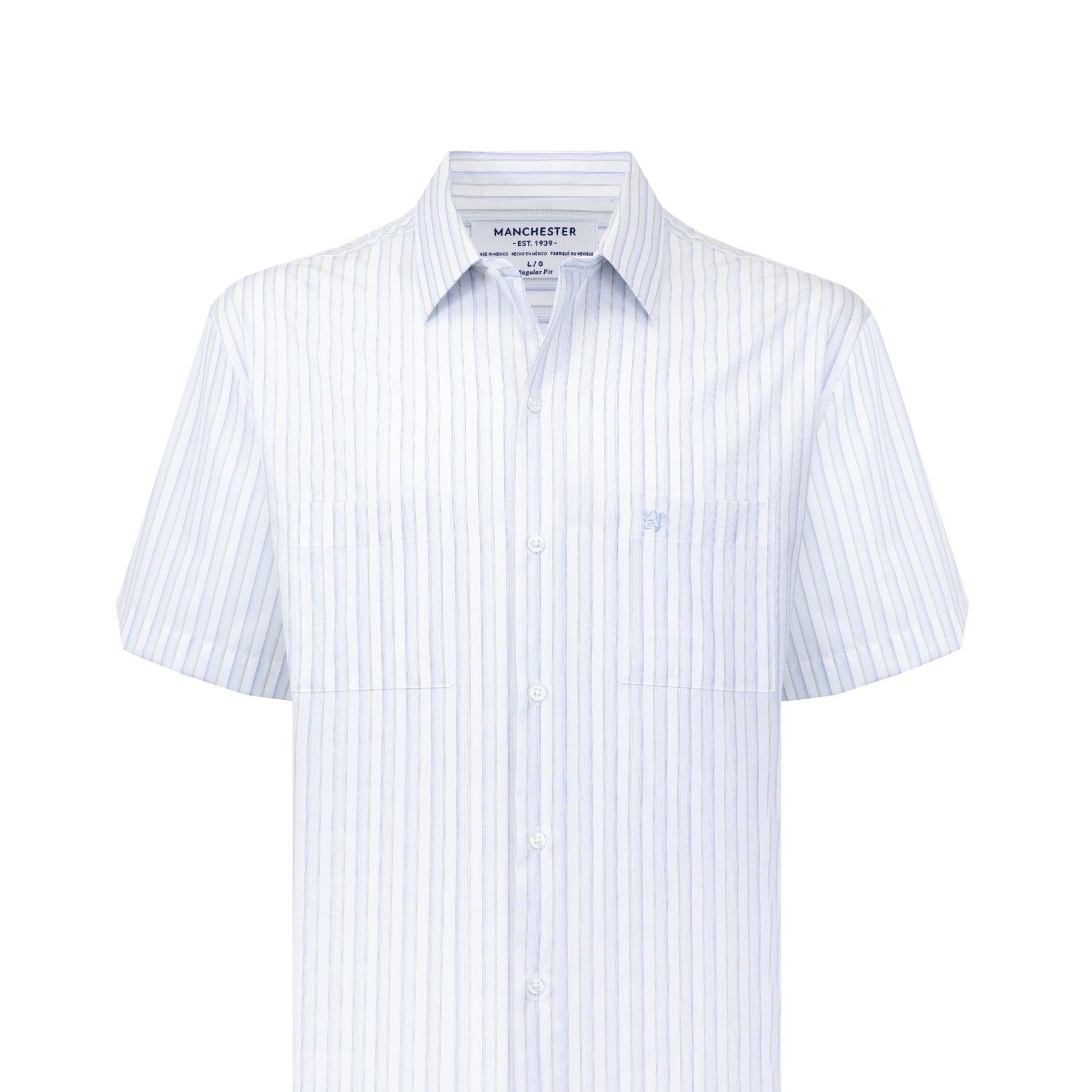 Manchester Camisa Casual Manga Corta con Rayas Minimalistas - Manchester