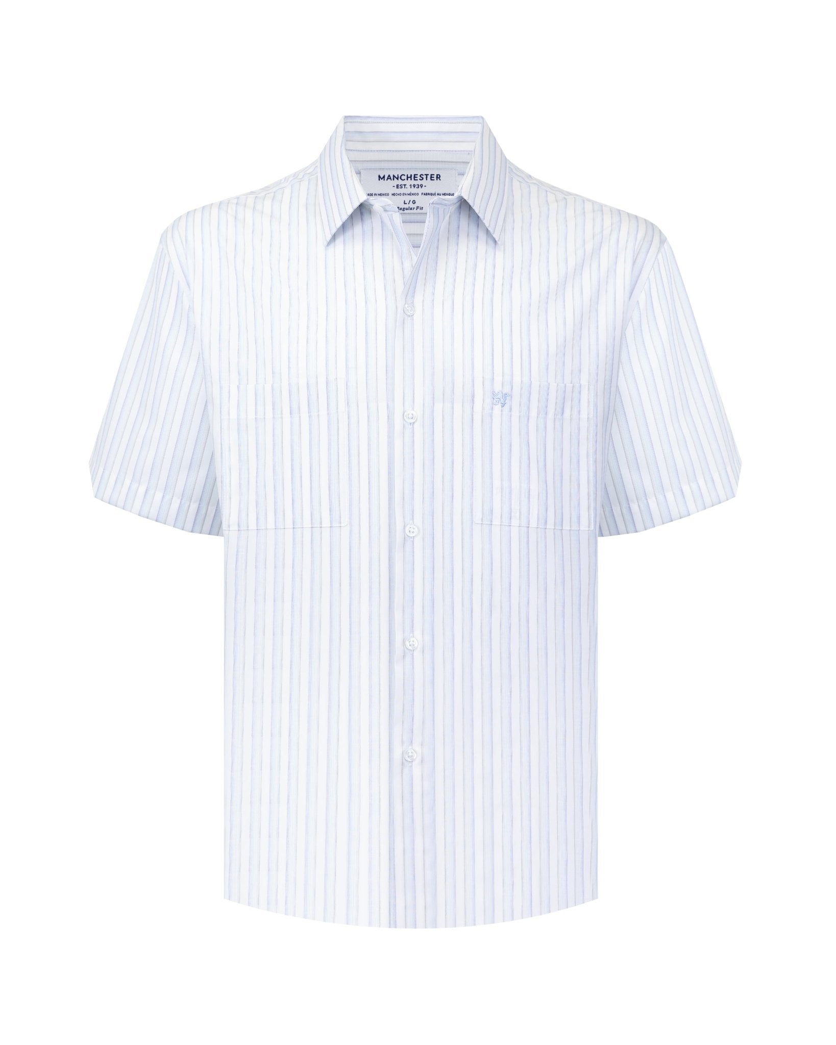 Manchester Camisa Casual Manga Corta con Rayas Minimalistas - Manchester
