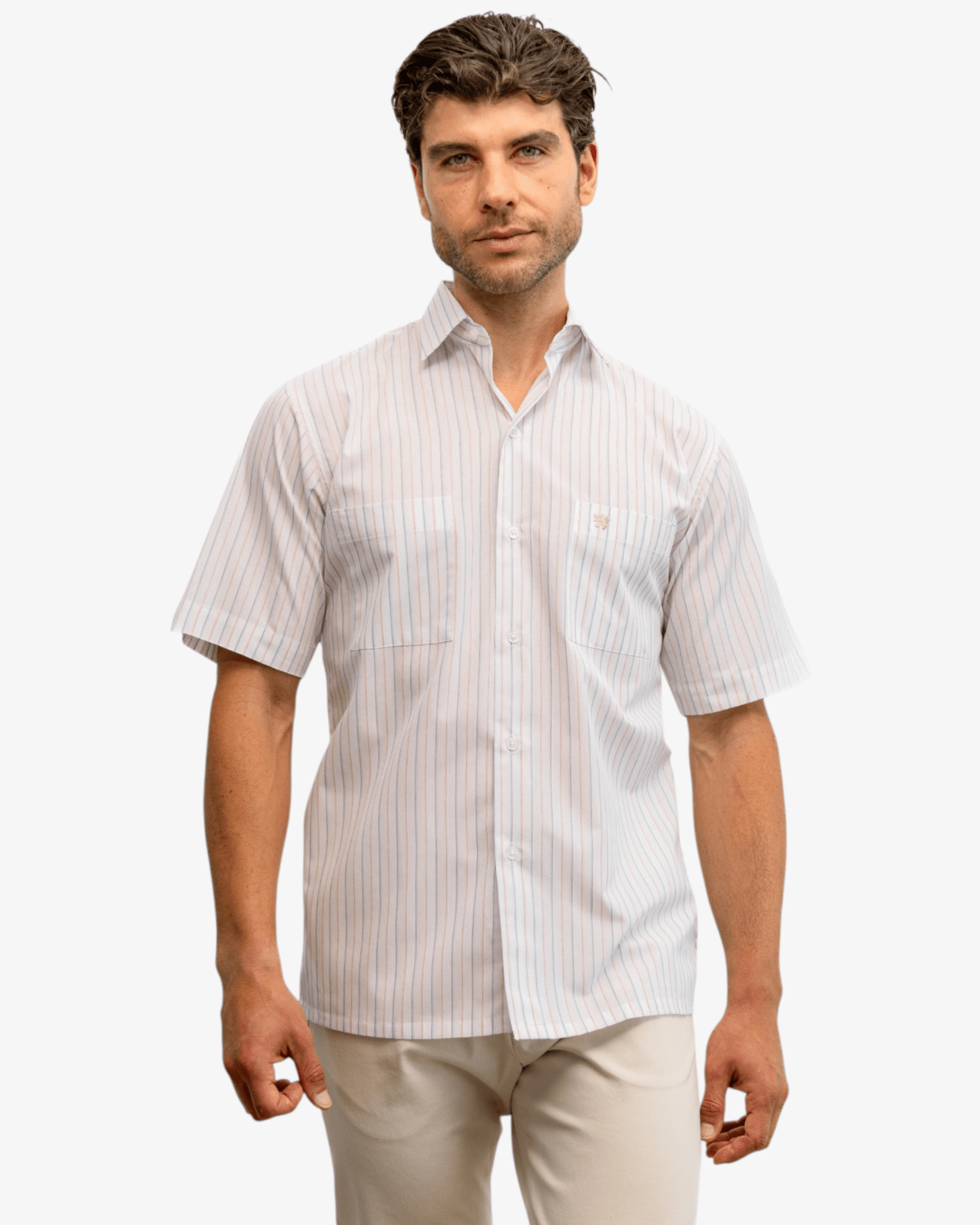 Manchester Camisa Casual Manga Corta con Rayas Minimalistas - Manchester