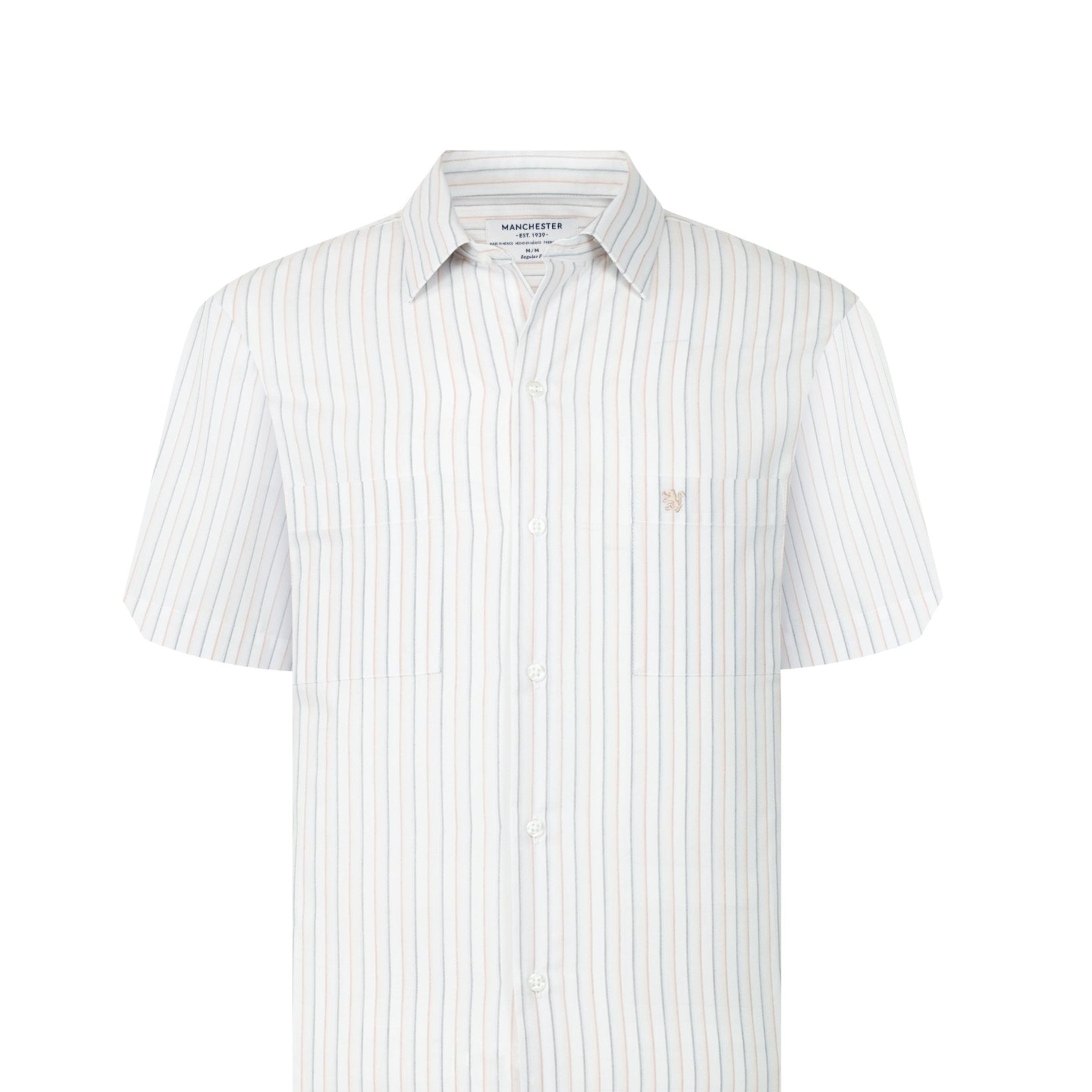 Manchester Camisa Casual Manga Corta con Rayas Minimalistas - Manchester