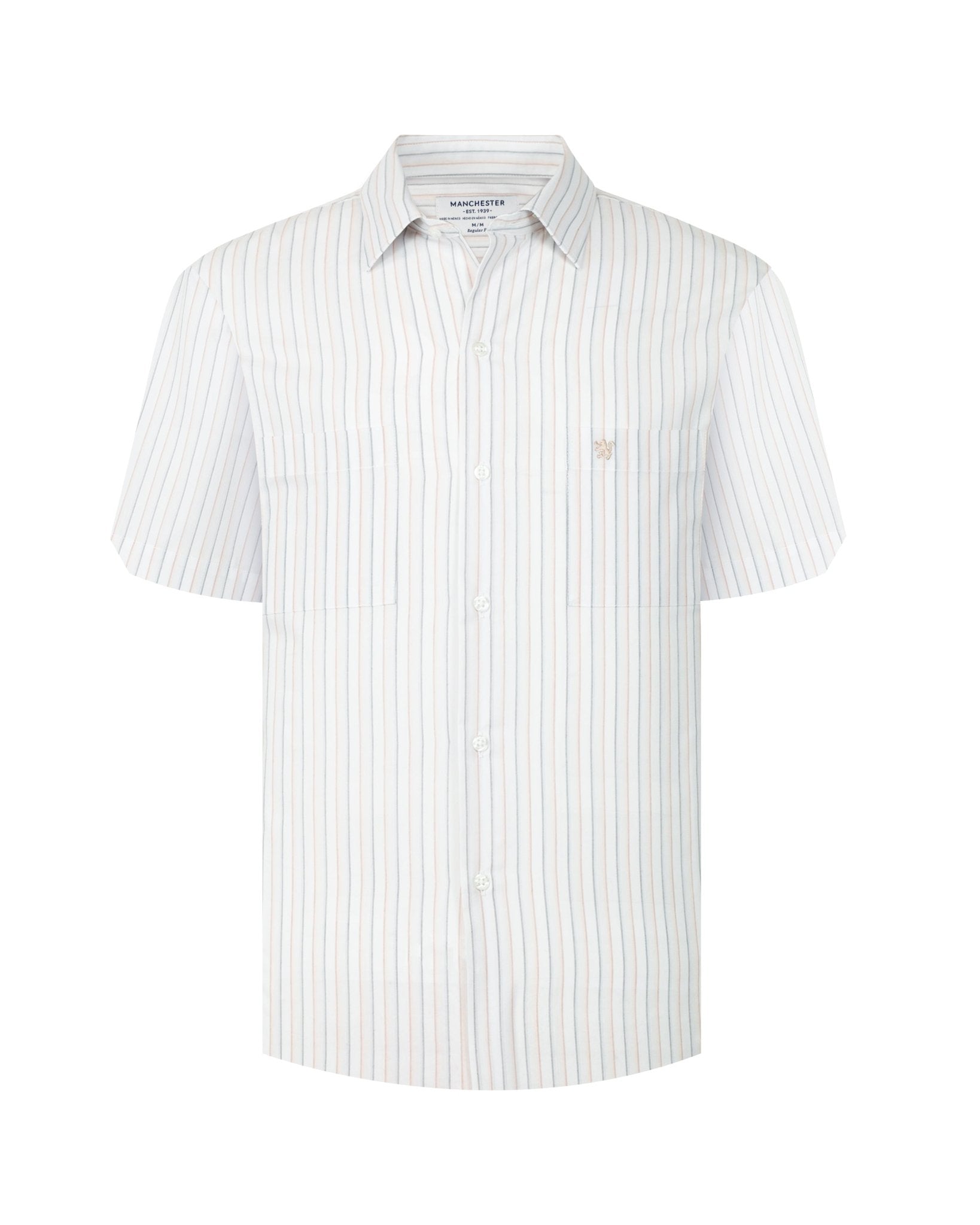 Manchester Camisa Casual Manga Corta con Rayas Minimalistas - Manchester