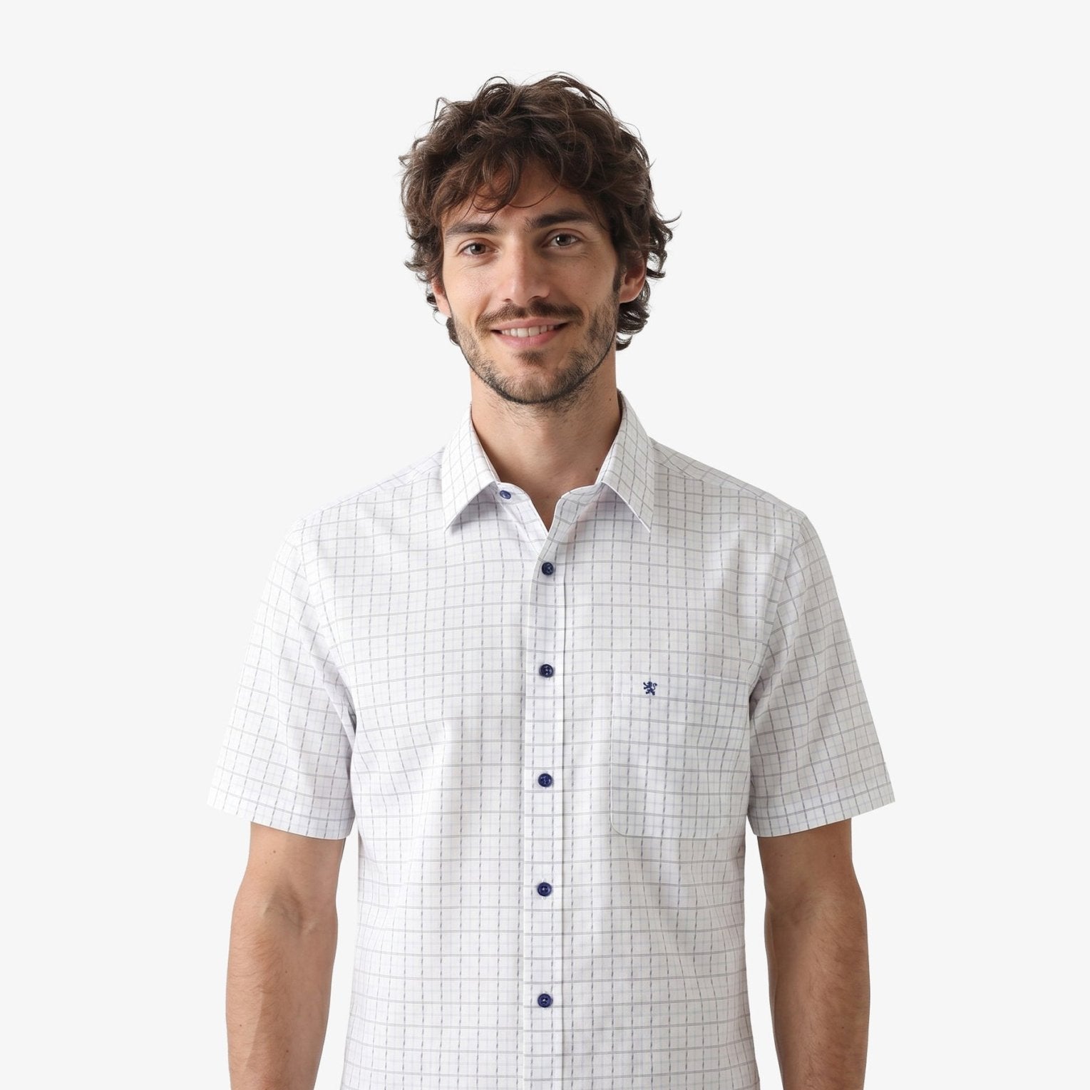 Manchester Camisa Casual Manga Corta Cuadrícula - Manchester