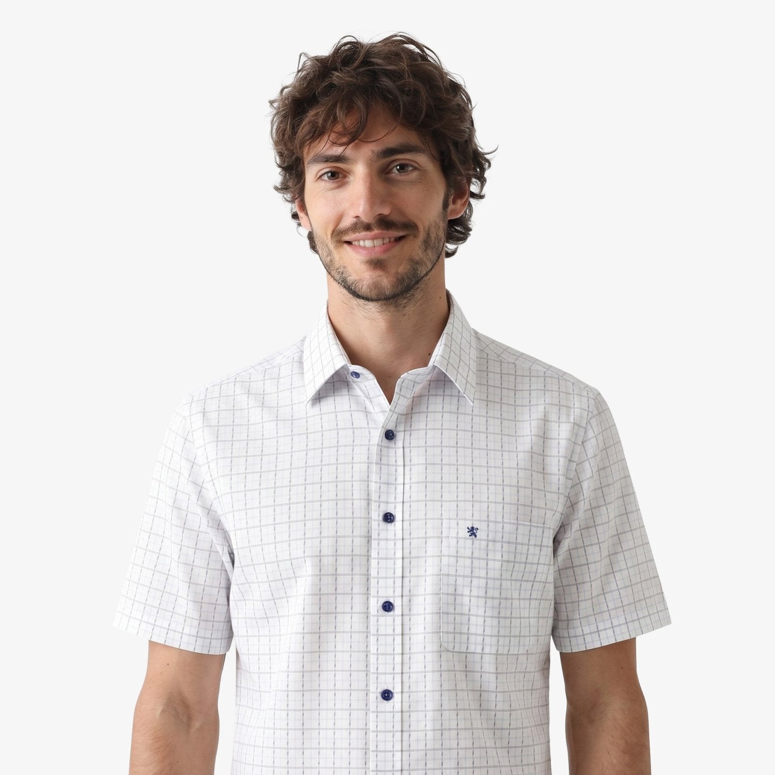 Manchester Camisa Casual Manga Corta Cuadrícula - Manchester