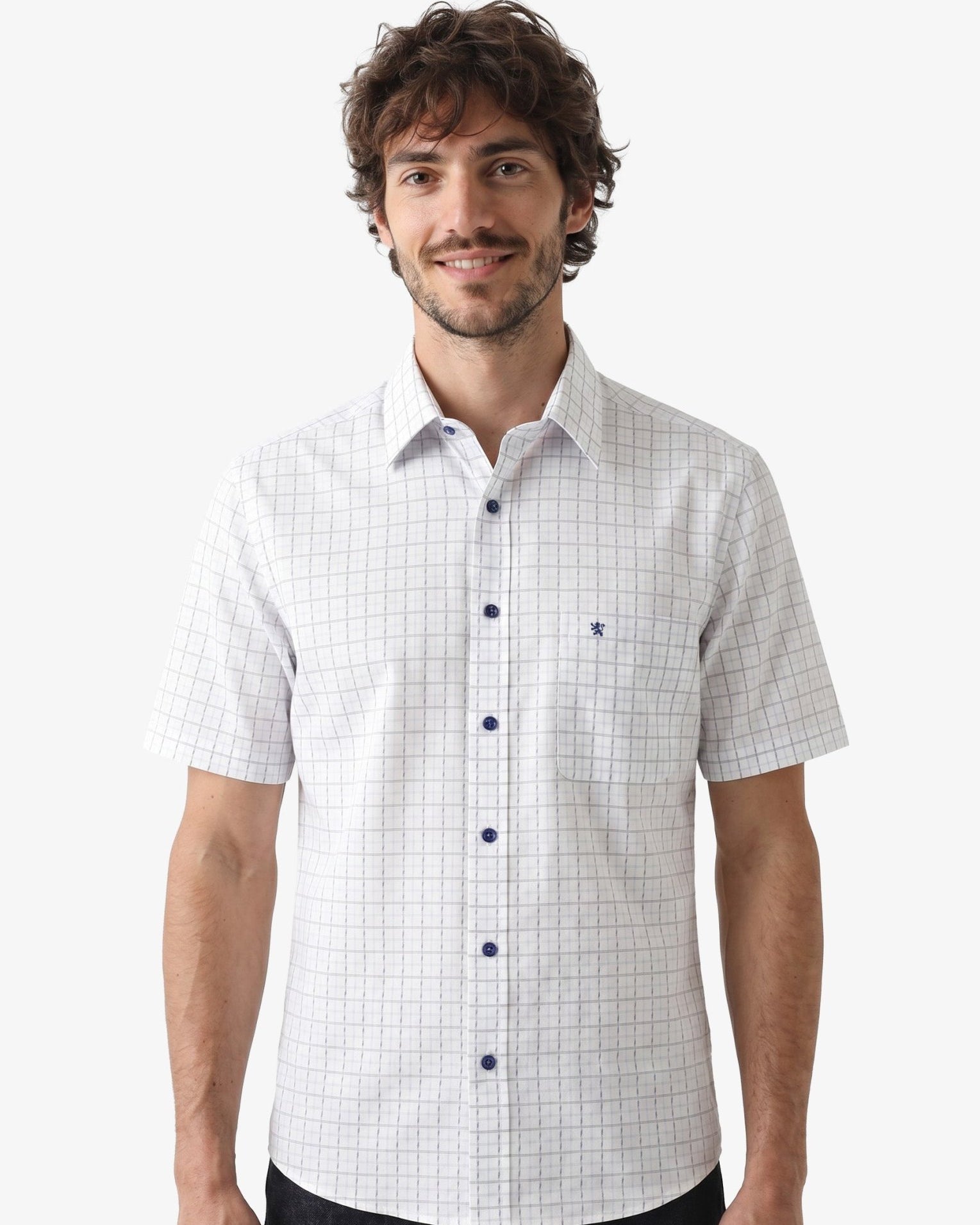 Manchester Camisa Casual Manga Corta Cuadrícula - Manchester