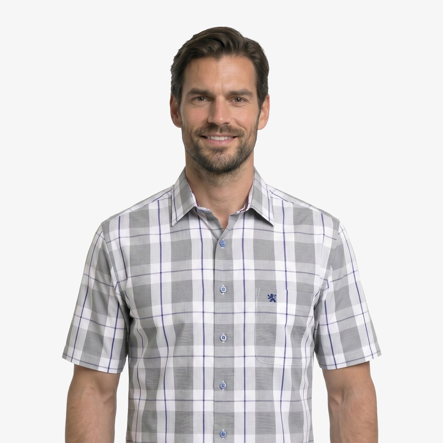 Manchester Camisa Casual Manga Corta Cuadros Modernos - Manchester