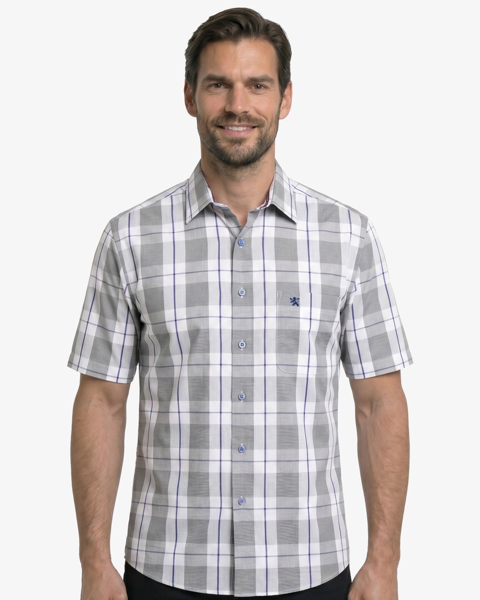 Manchester Camisa Casual Manga Corta Cuadros Modernos - Manchester