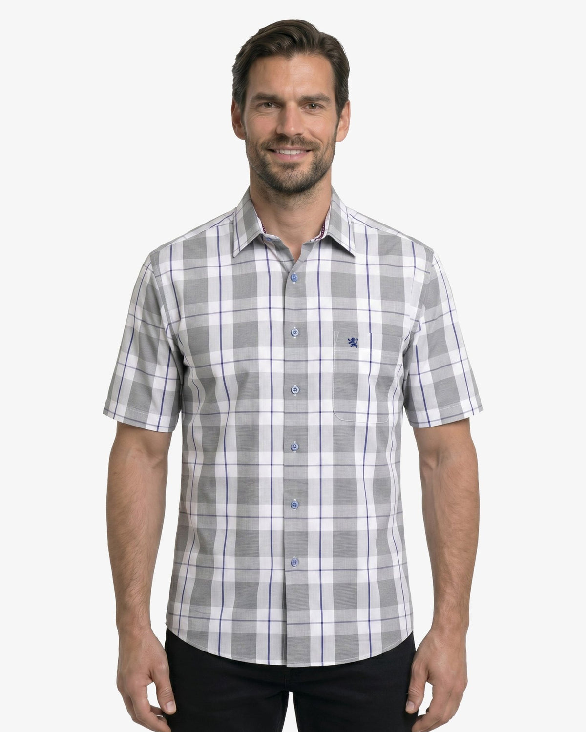Manchester Camisa Casual Manga Corta Cuadros Modernos - Manchester