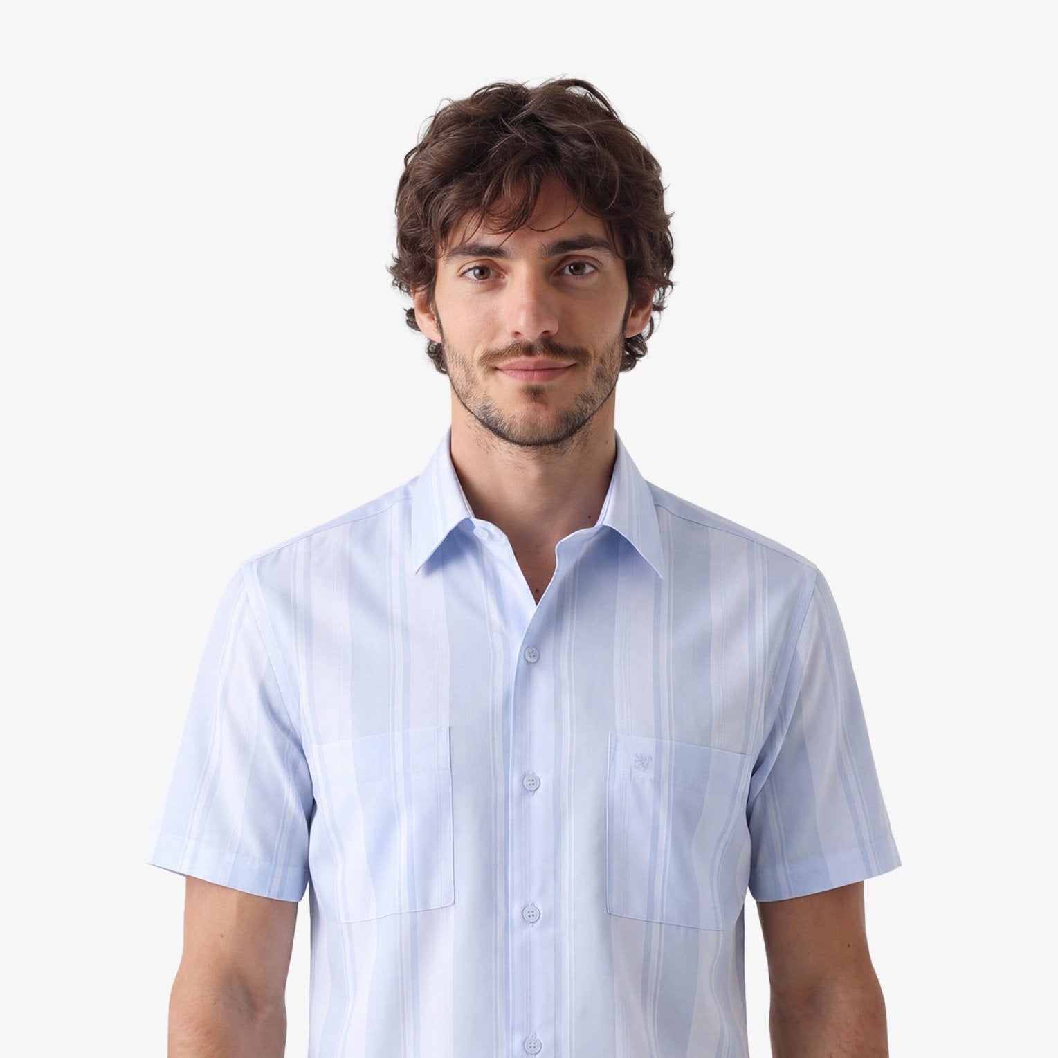 Manchester Camisa Casual Manga Corta Regular Fit – Diseño de Rayas Bloque - Manchester