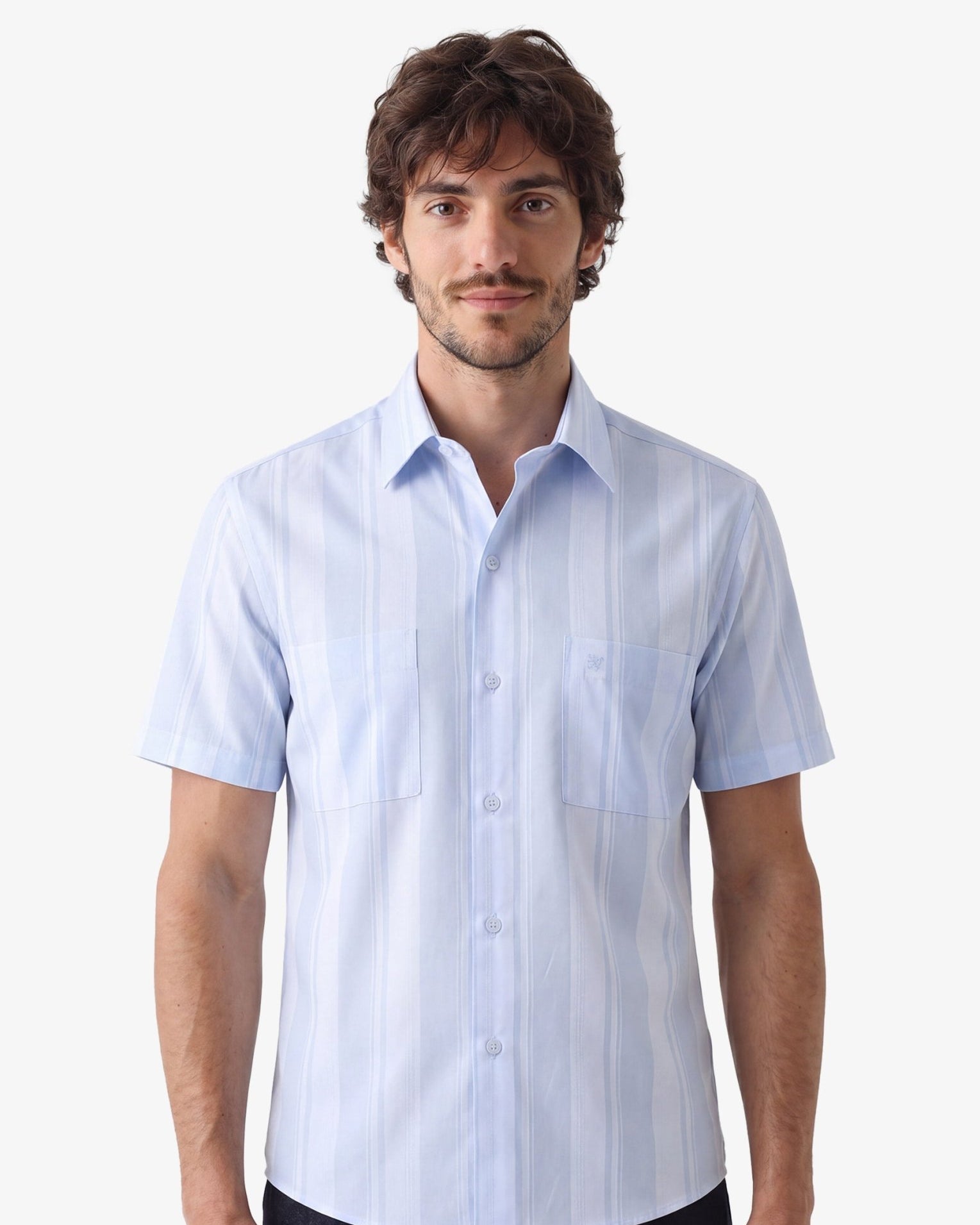 Manchester Camisa Casual Manga Corta Regular Fit – Diseño de Rayas Bloque - Manchester