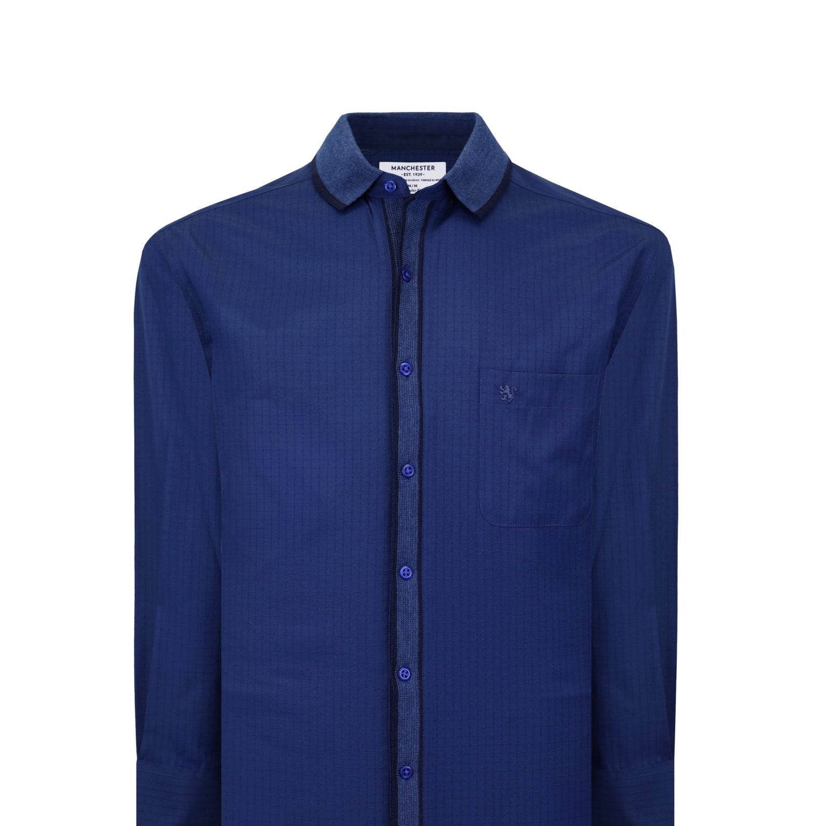 Manchester Camisa Casual Marino Algodón - Poliéster Manga Larga - Manchester