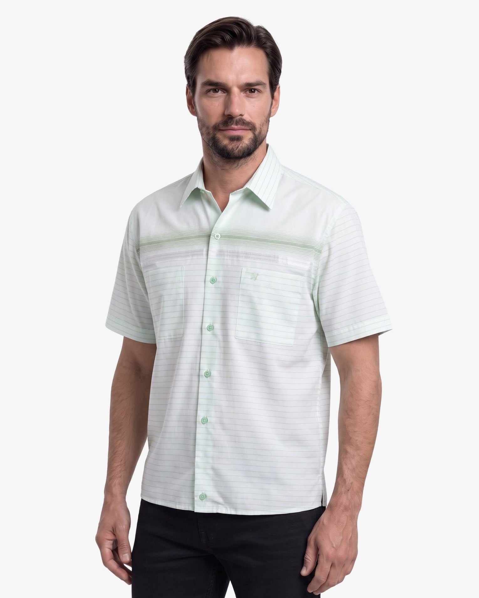 Manchester Camisa Casual Tipo Chazarilla Diseño de Rayas con Doble Bolsillo - Manchester