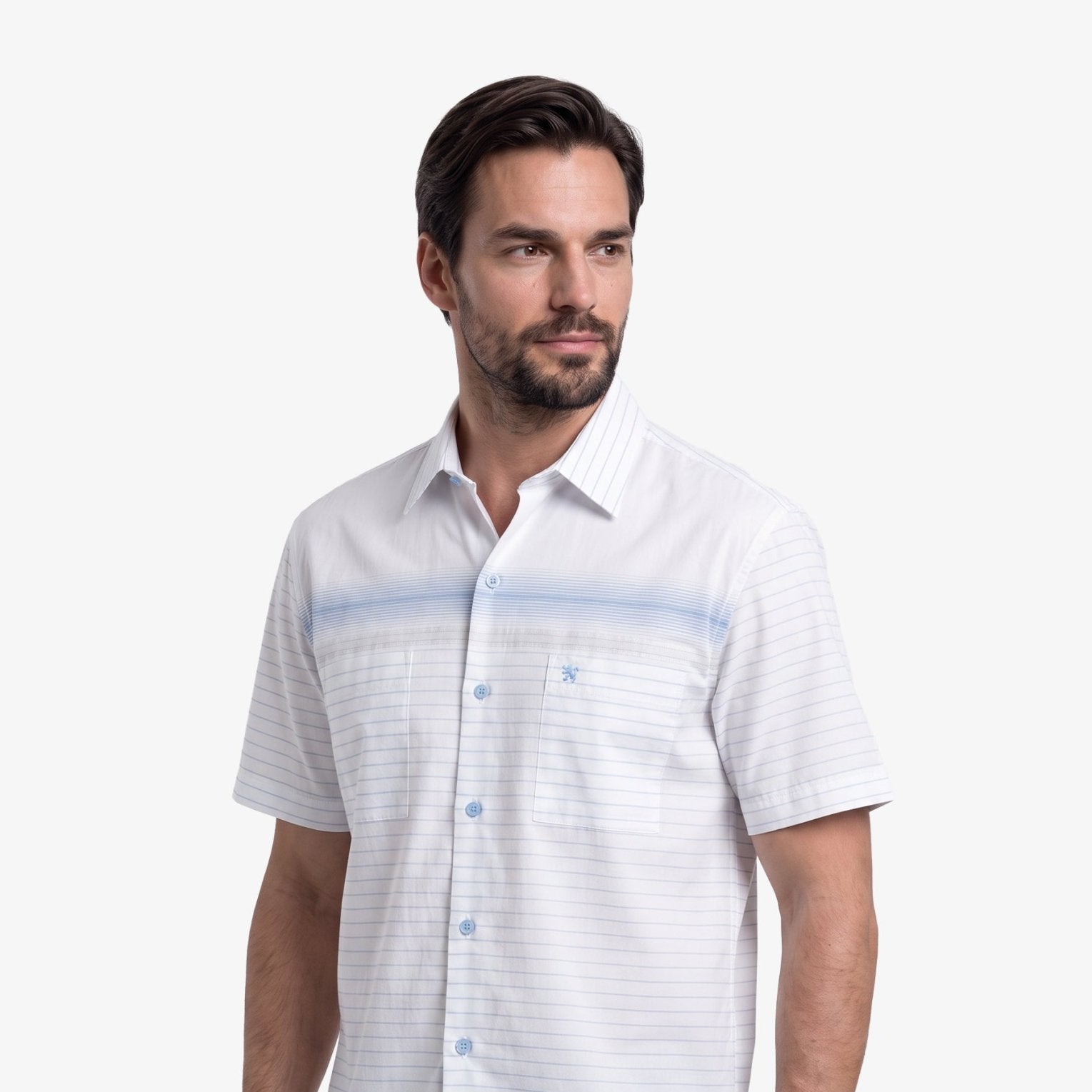 Manchester Camisa Casual Tipo Chazarilla Diseño de Rayas con Doble Bolsillo - Manchester
