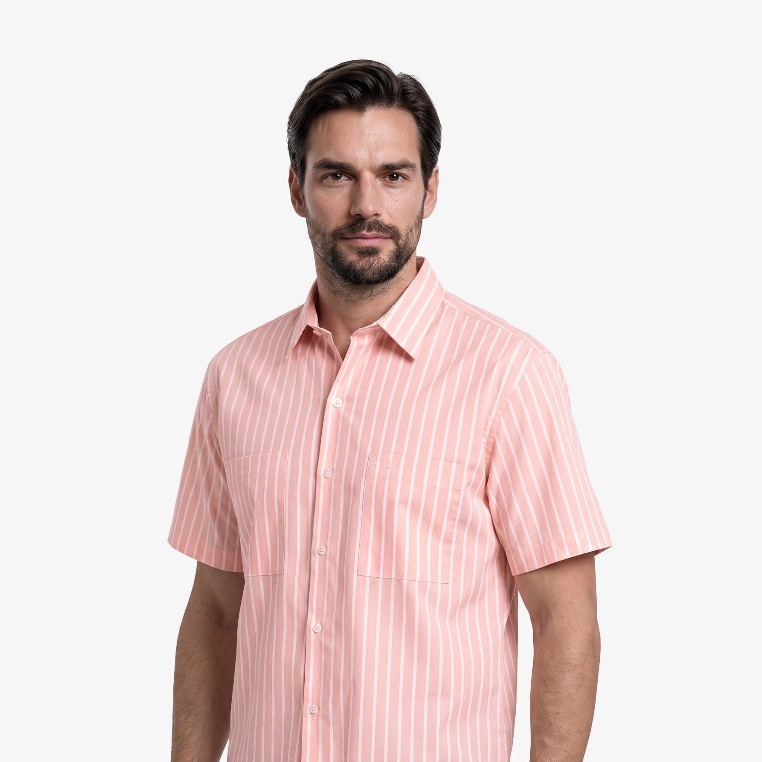 Manchester Camisa Chazarilla - Manga Corta color salmon para hombre