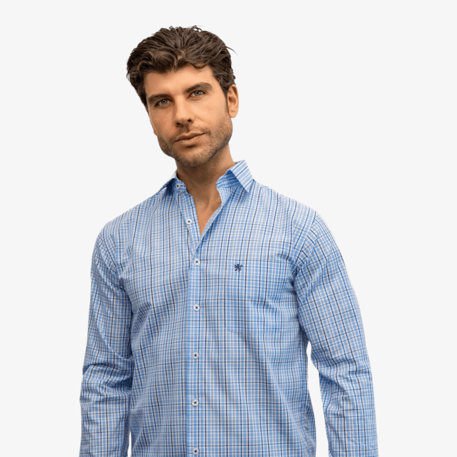 Manchester Camisa de Casual con Patrón Cuadrícula Sofisticada - Manchester