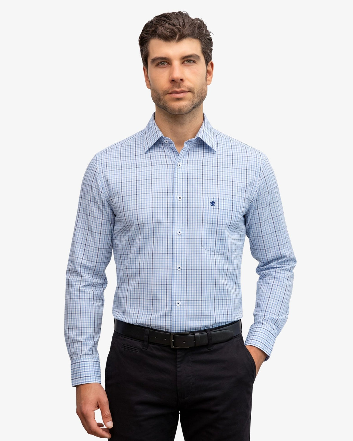 Manchester Camisa de Casual con Patrón Cuadrícula Sofisticada - Manchester