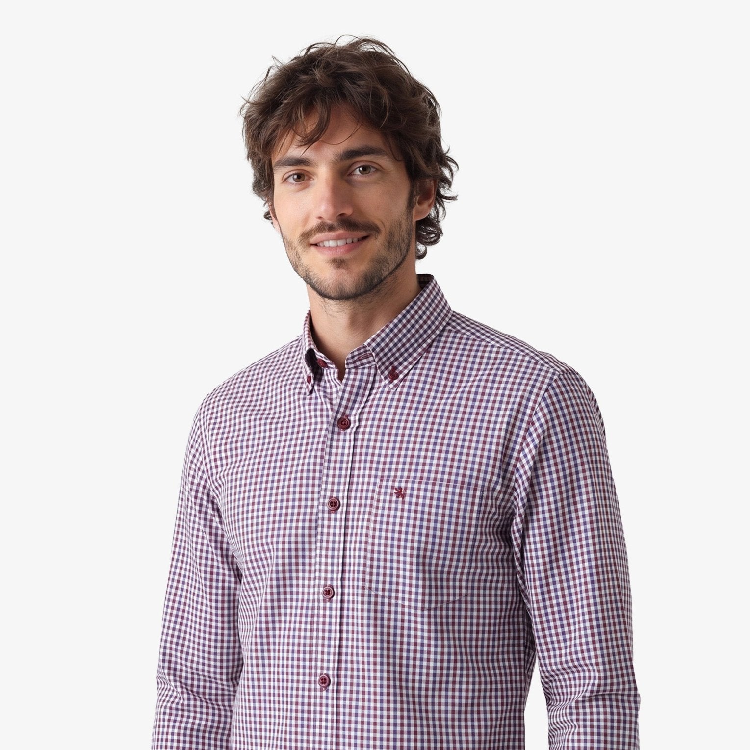 Manchester Camisa de Casual Microcuadro Button Down - Manchester