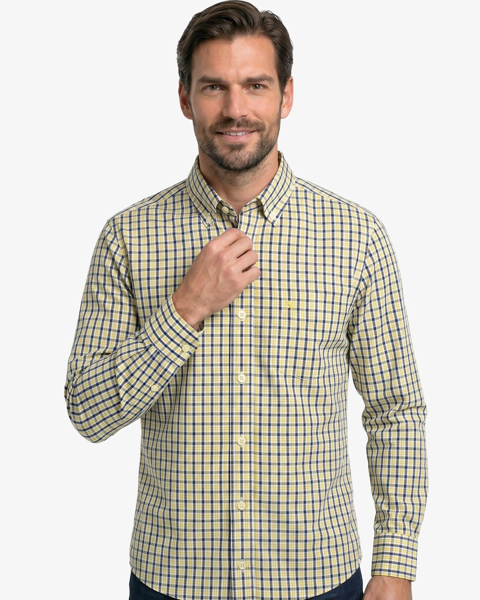 Manchester Camisa de Casual Microcuadro Button Down - Manchester