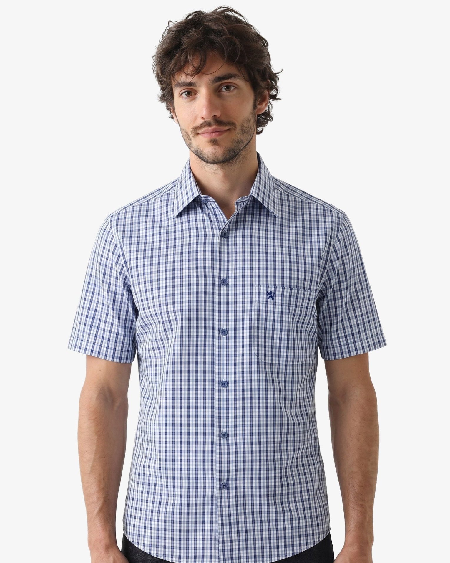 Manchester Camisa de Cuadros Manga Corta Casual Fresca - Manchester