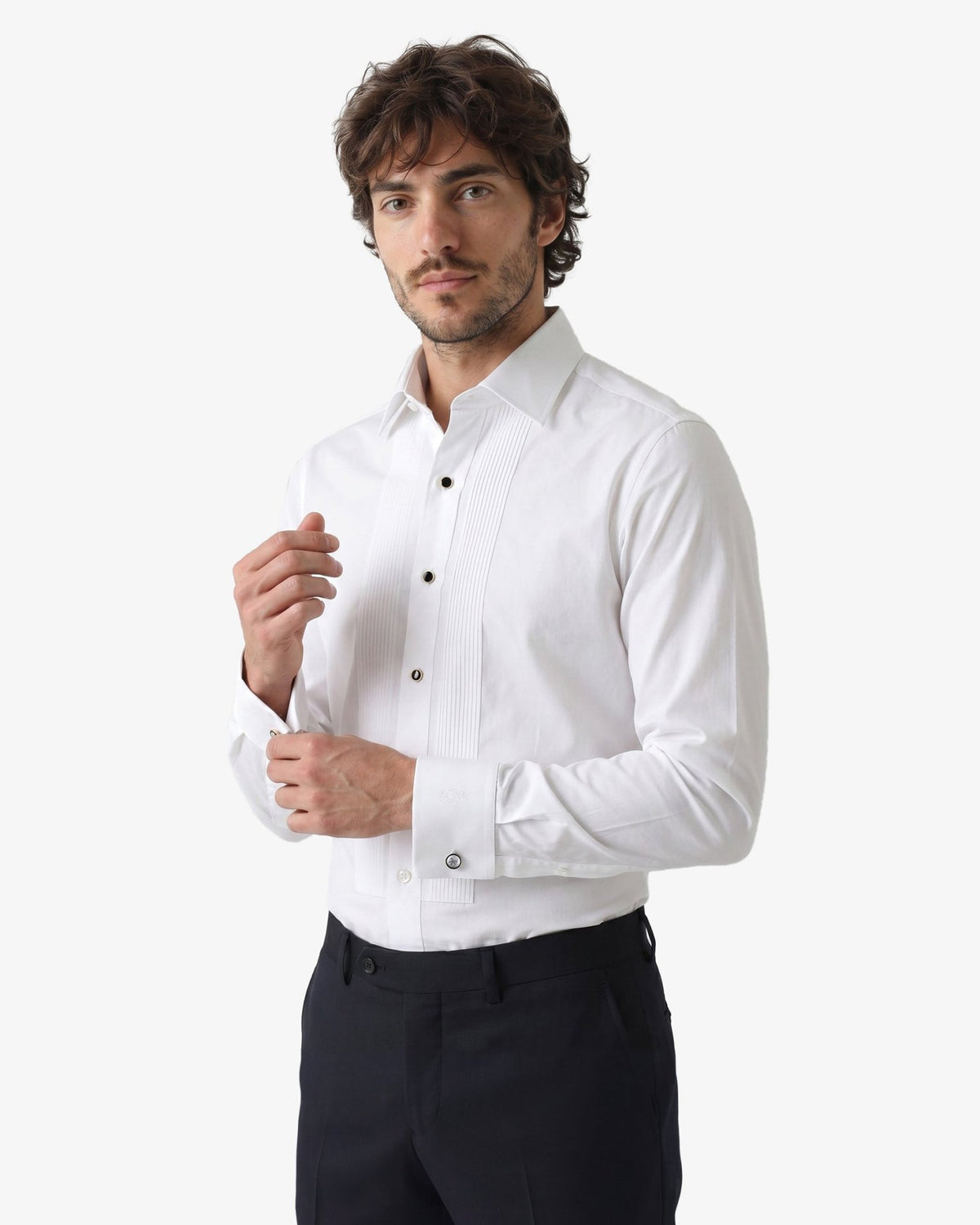 Manchester Camisa de Esmoquin Puño Francés Pechera Plisada Delgada - Manchester