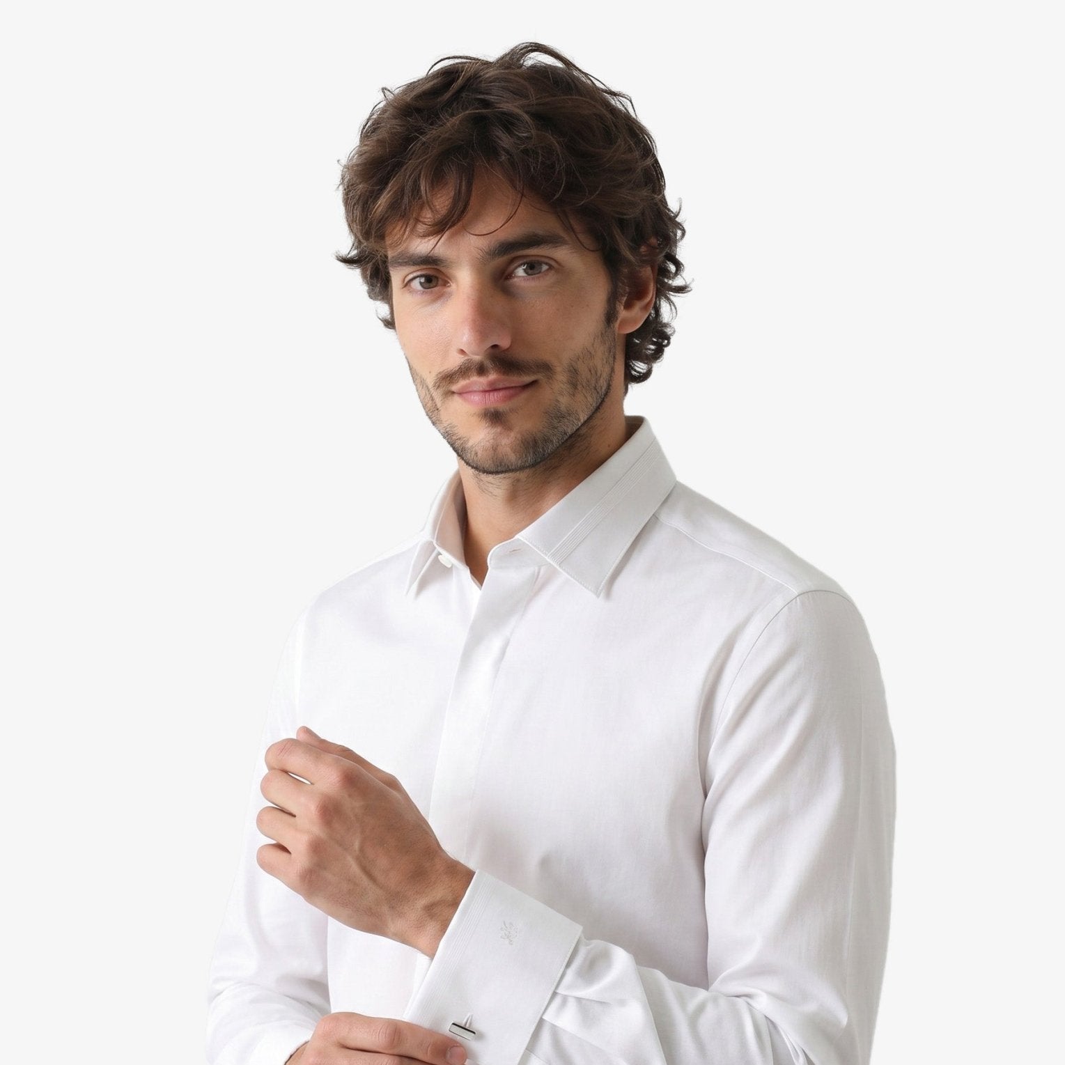 Manchester Camisa de Etiqueta en Algodón con Puño Doble color turquesa para hombre