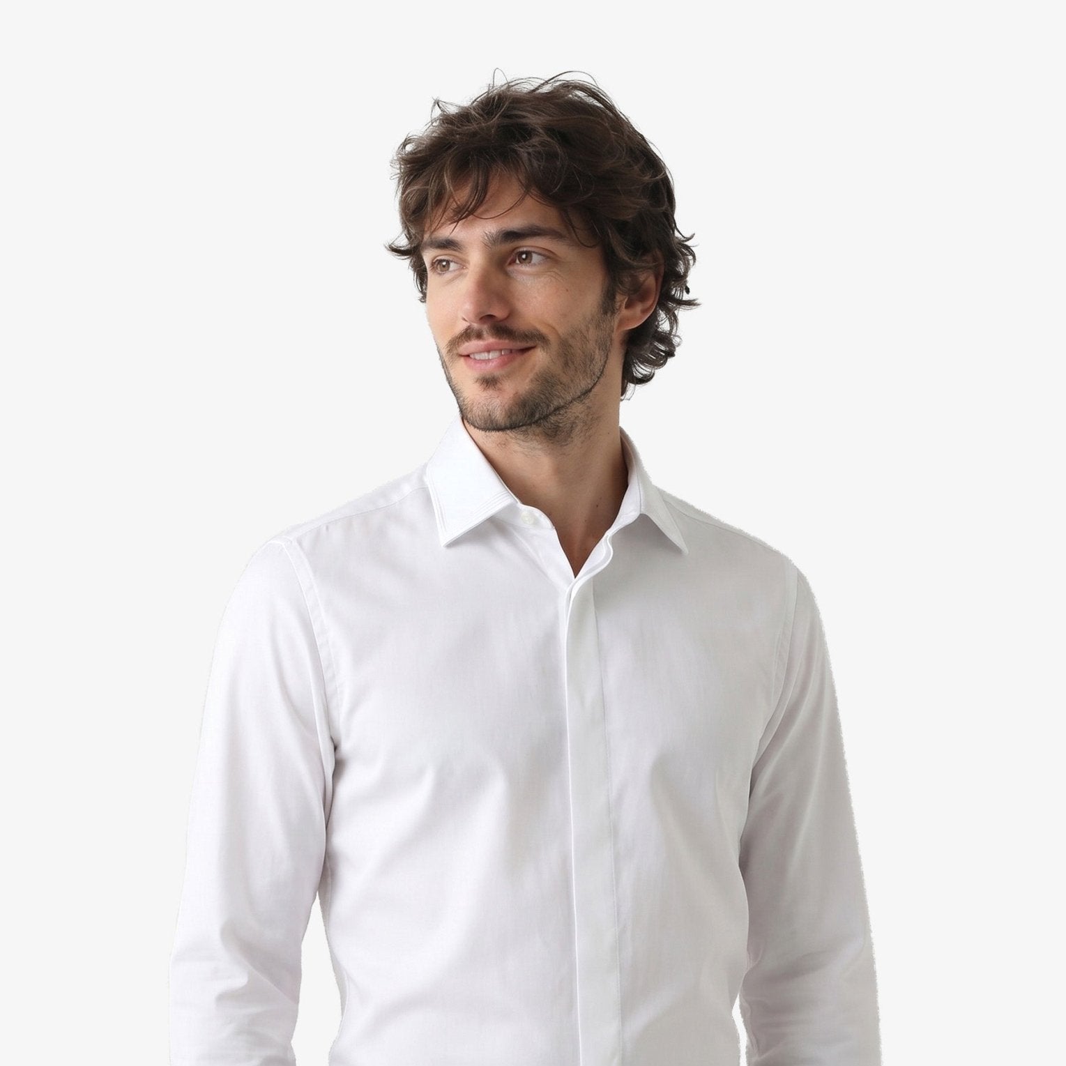 Manchester Camisa de Etiqueta Slim Fit Mezcla Algodón con Cuello Ajustable color blanco para hombre