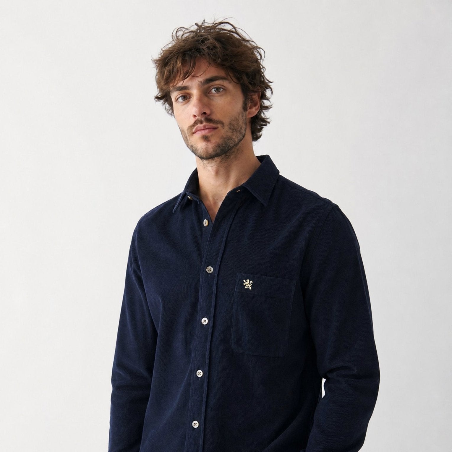 Manchester Camisa de Micropana en Algodon color marino para hombre