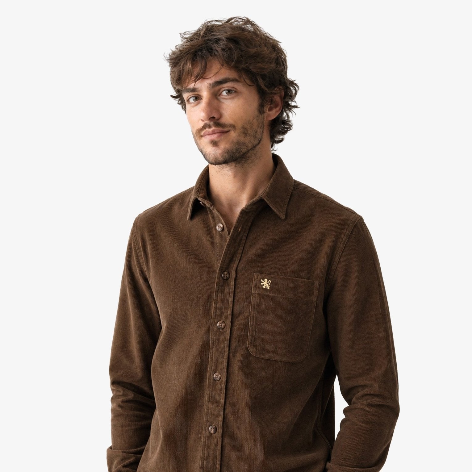 Manchester Camisa de Micropana Regular Fit color militar para hombre
