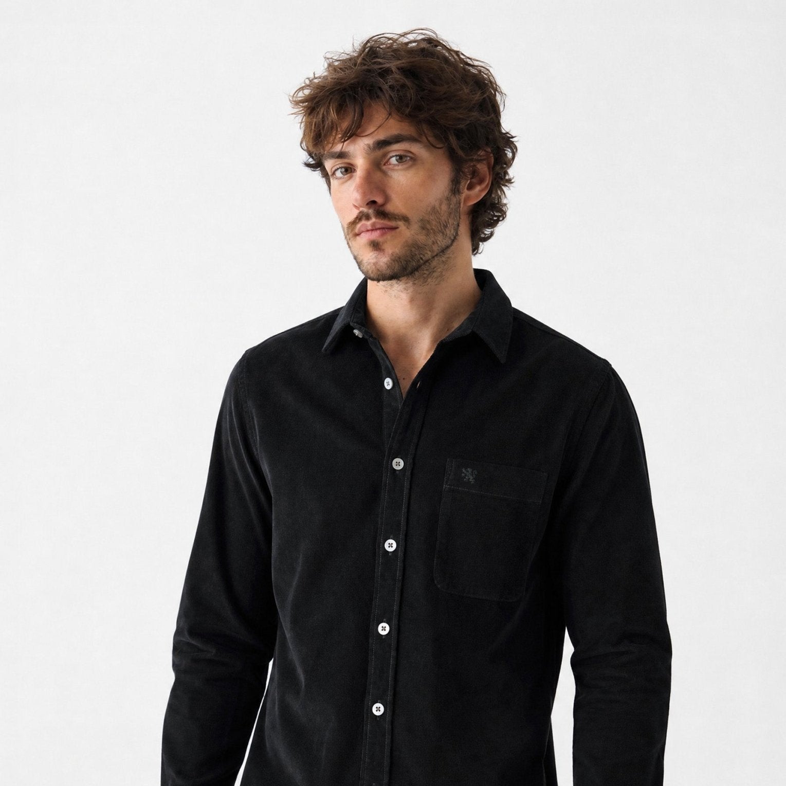 Manchester Camisa de Micropana Regular Fit color negro para hombre