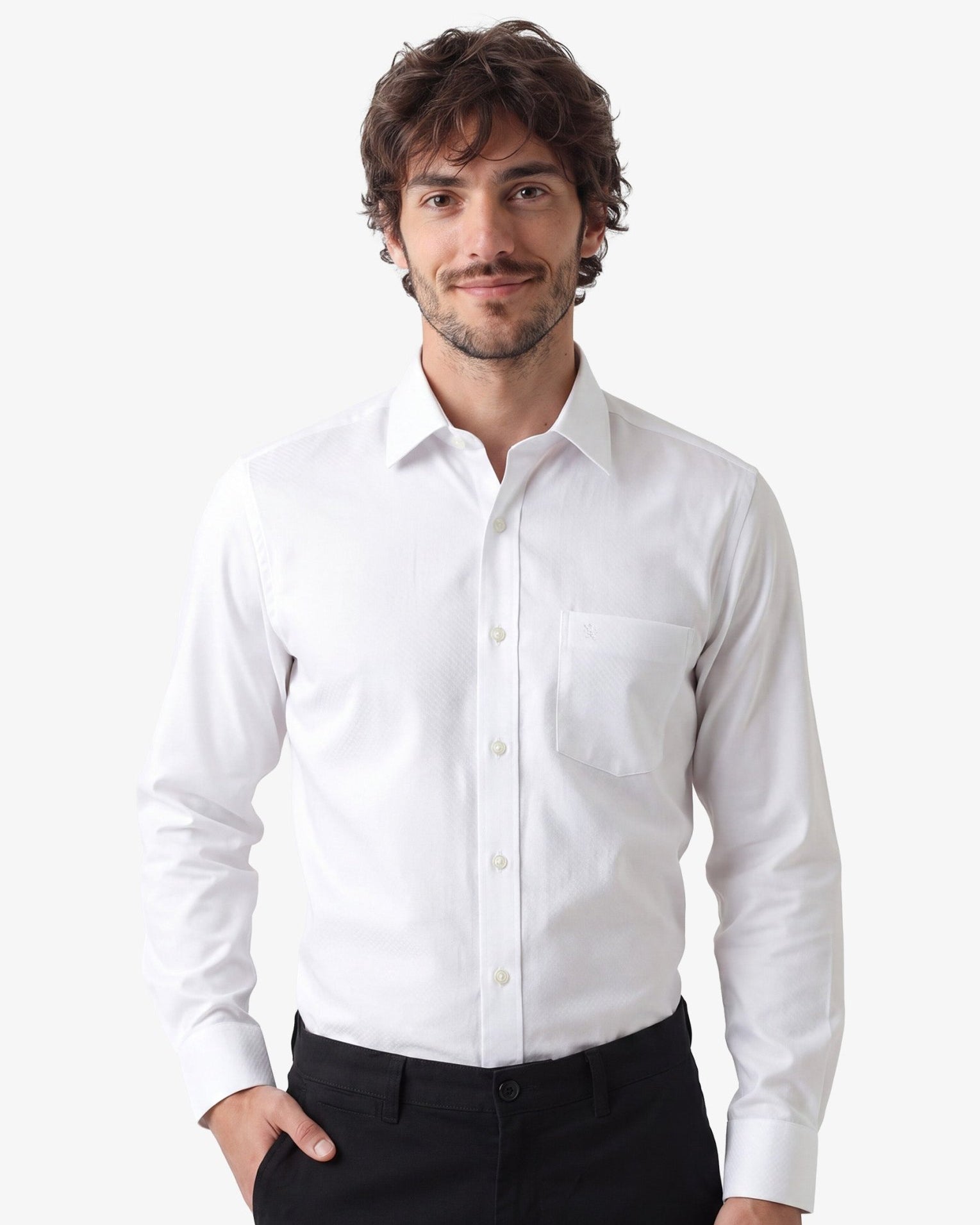 Manchester Camisa de Vestir Algodón y Poliéster color blanco para hombre