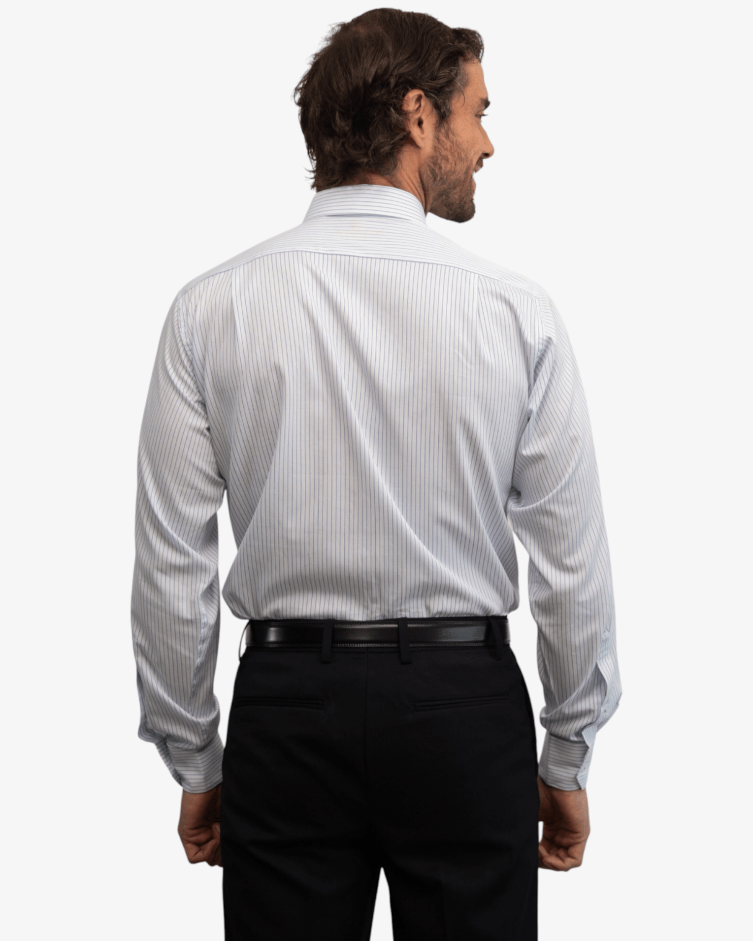 Manchester Camisa de Vestir Button Down Oculto Rayas Finas Elegante - Manchester