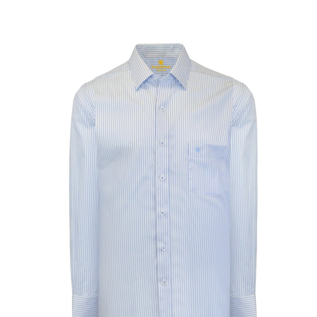 Manchester Camisa de Vestir Button Down Oculto Rayas Finas Elegante - Manchester