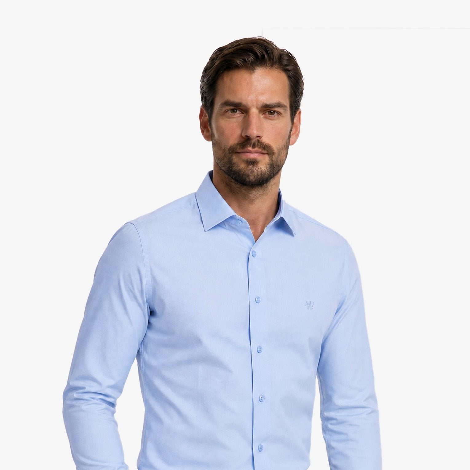 Manchester Camisa de Vestir con Cuello Ajustable y Puño Convertible de Algodón y Poliéster color azul para hombre