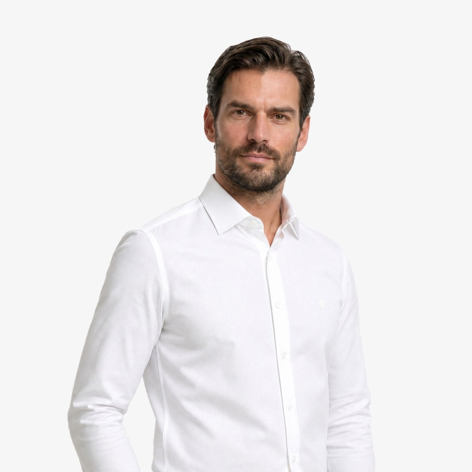 Manchester Camisa de Vestir con Cuello Ajustable y Puño Convertible de Algodón y Poliéster color blanco para hombre