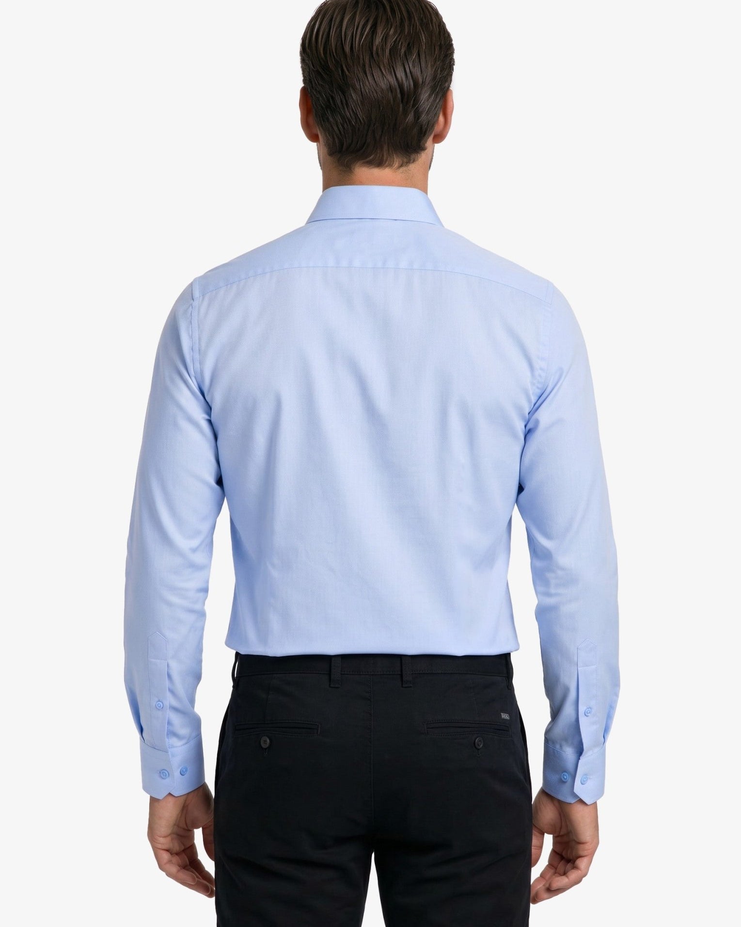 Manchester Camisa de Vestir con Cuello Ajustable y Puño Convertible de Algodón y Poliéster color azul para hombre