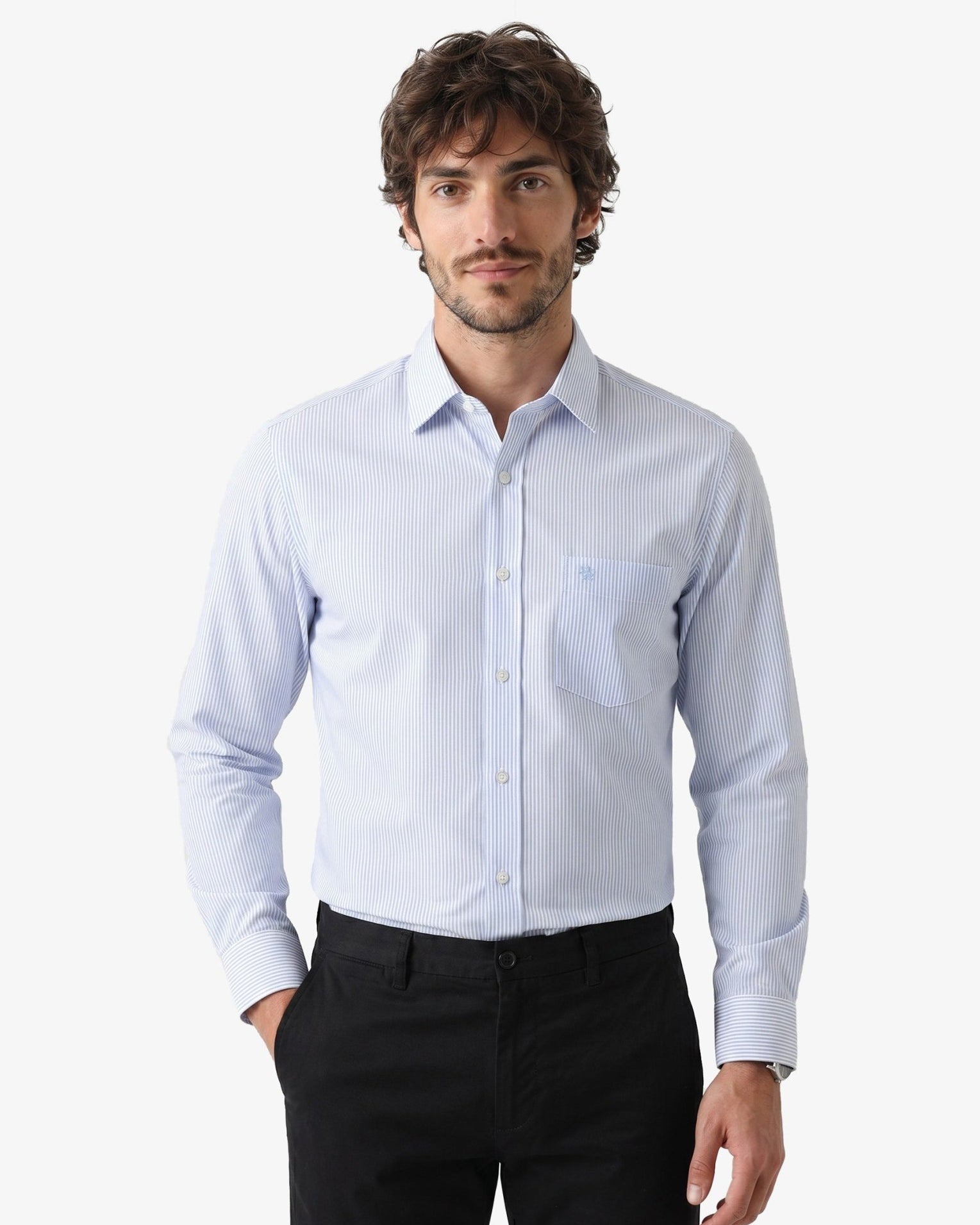 Manchester Camisa de Vestir con Cuello Extensible Oculto - Manchester