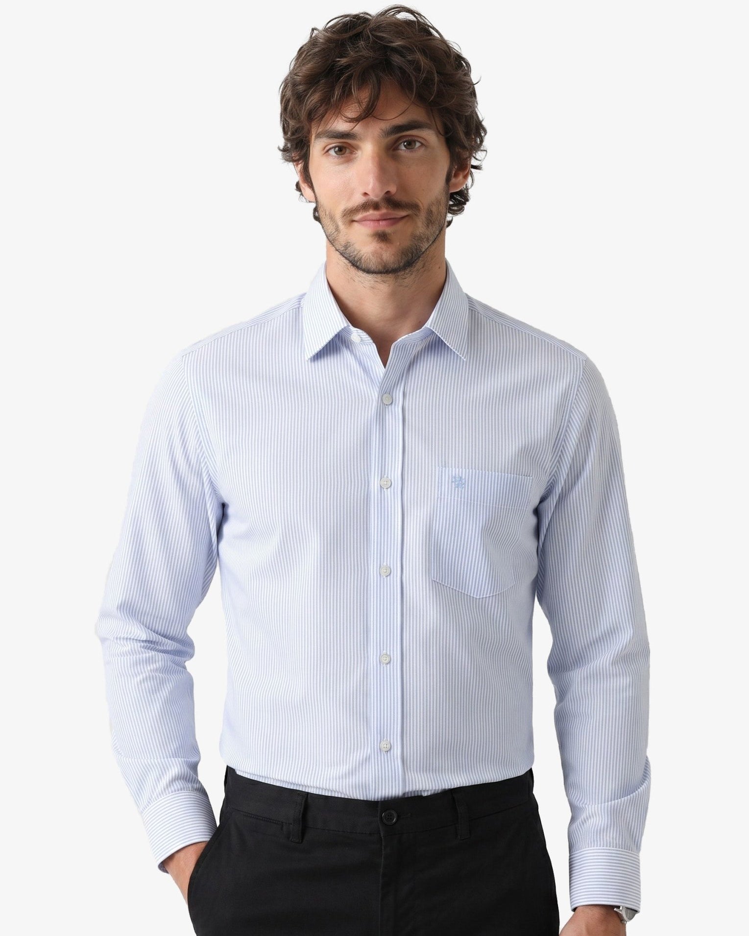 Manchester Camisa de Vestir con Cuello Extensible Oculto - Manchester