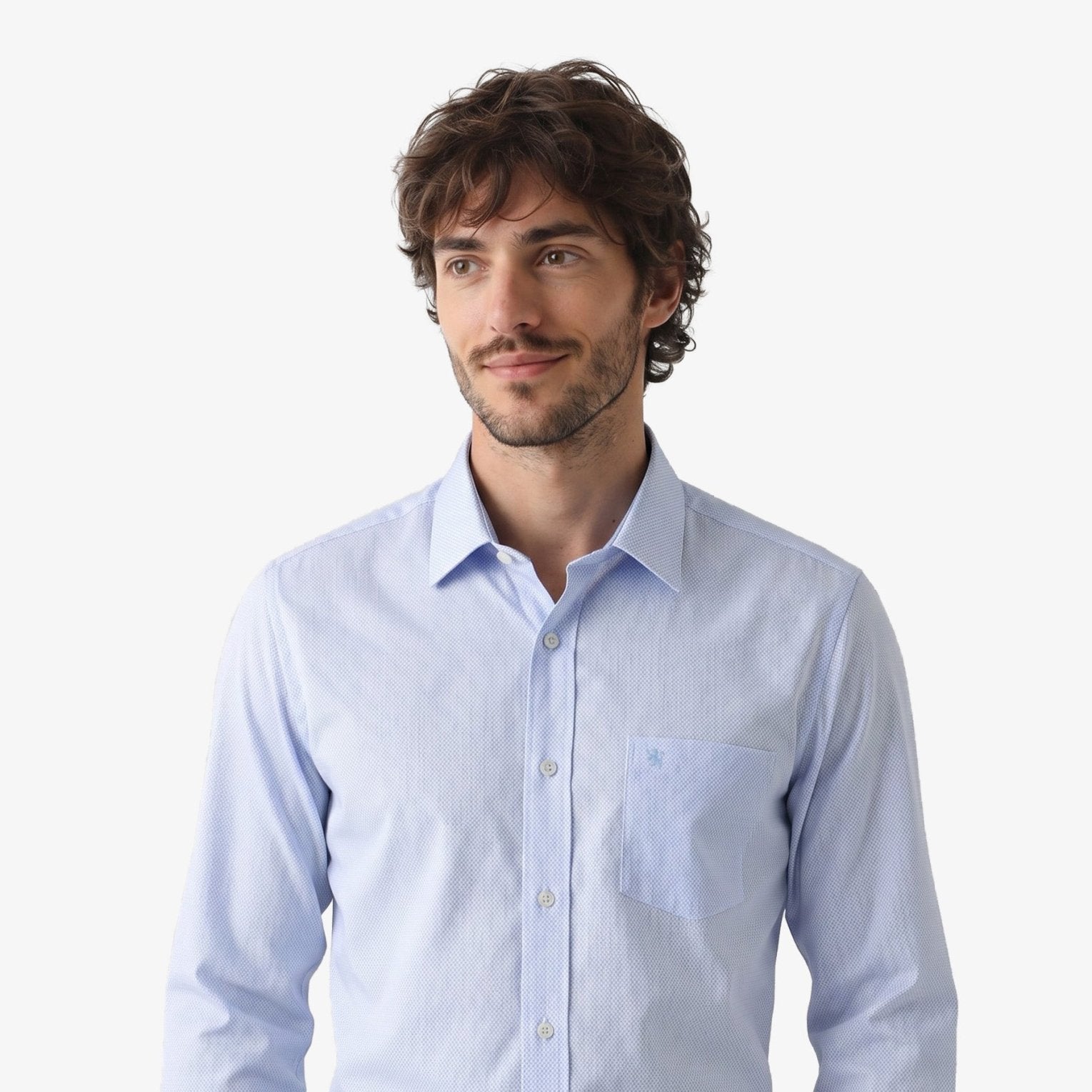Manchester Camisa de Vestir Corte Slim Algodón-Poliéster color azul para hombre