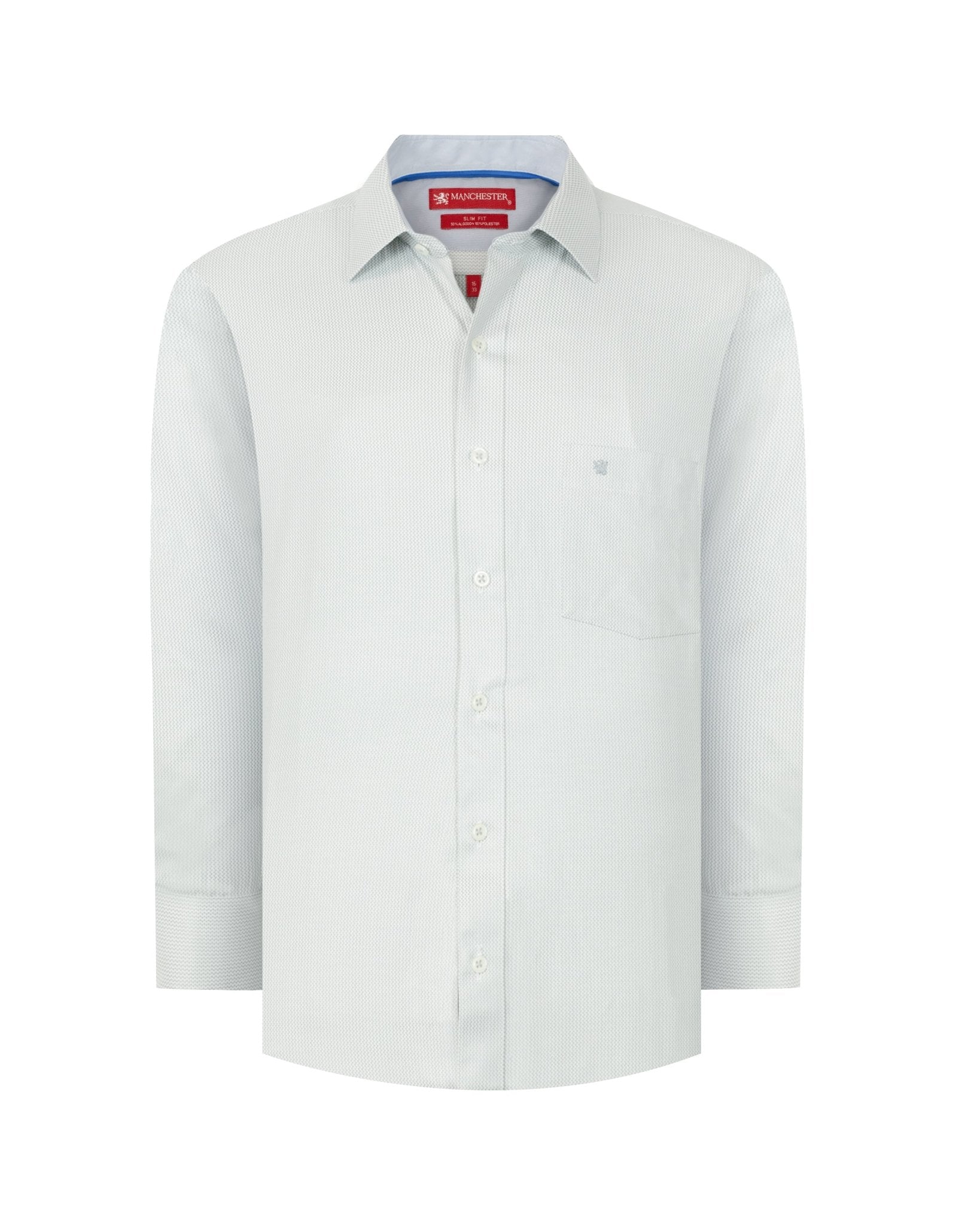 Manchester Camisa de Vestir Corte Slim Algodón-Poliéster color gris para hombre