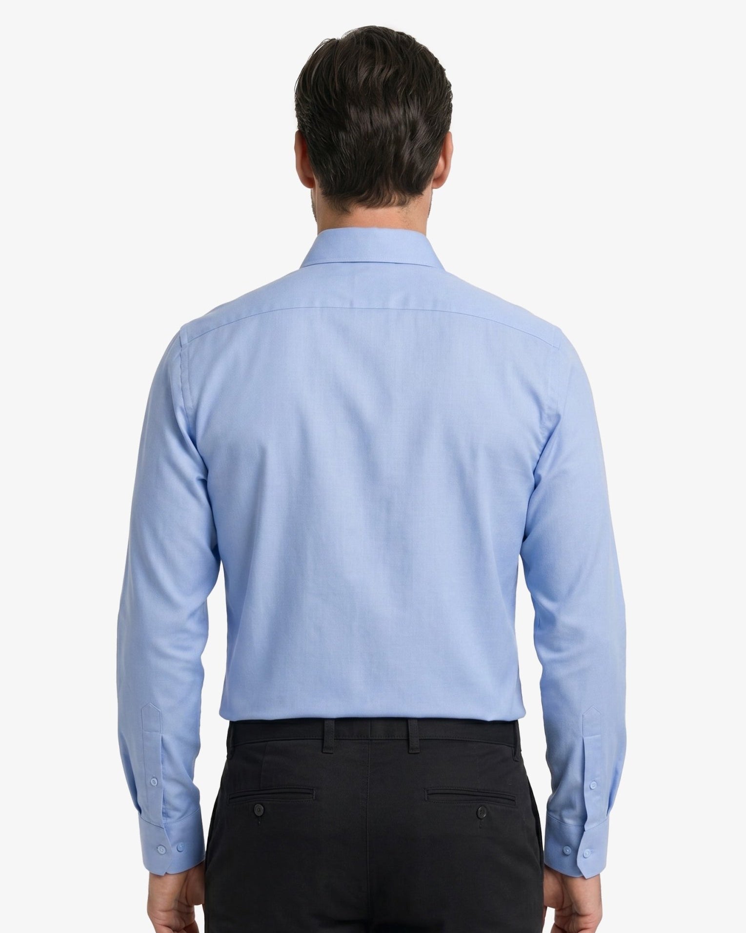 Manchester Camisa de Vestir Cuello Ajustable Algodón y Poliéster color azul medio para hombre