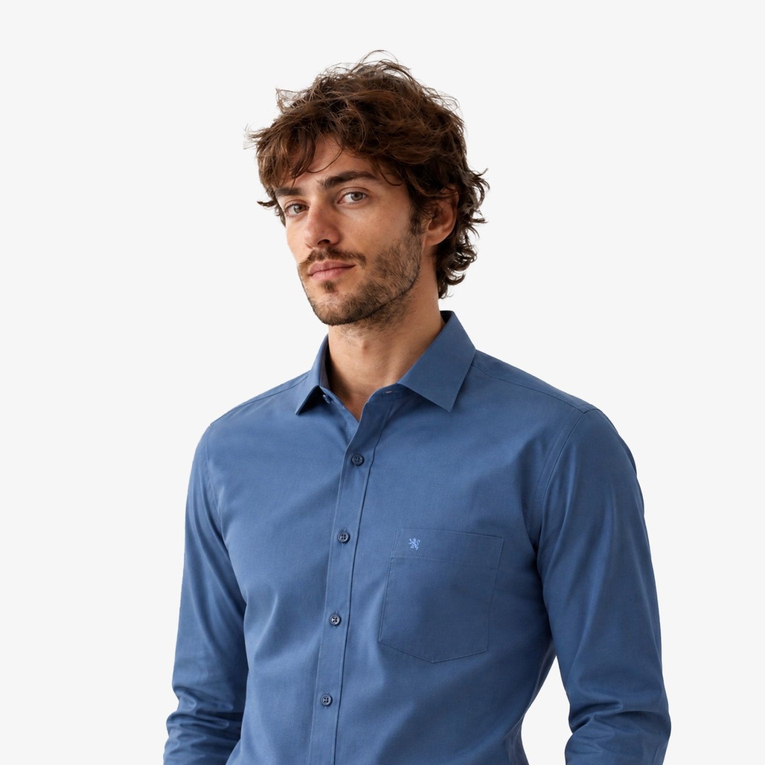 Manchester Camisa de Vestir Cuello Ajustable Algodón y Poliéster color pizarra para hombre