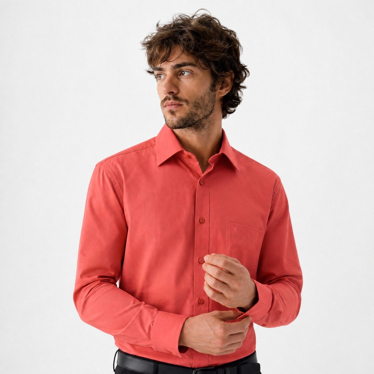 Manchester Camisa de Vestir - Cuello Ajustable con Bolsillo - Manchester