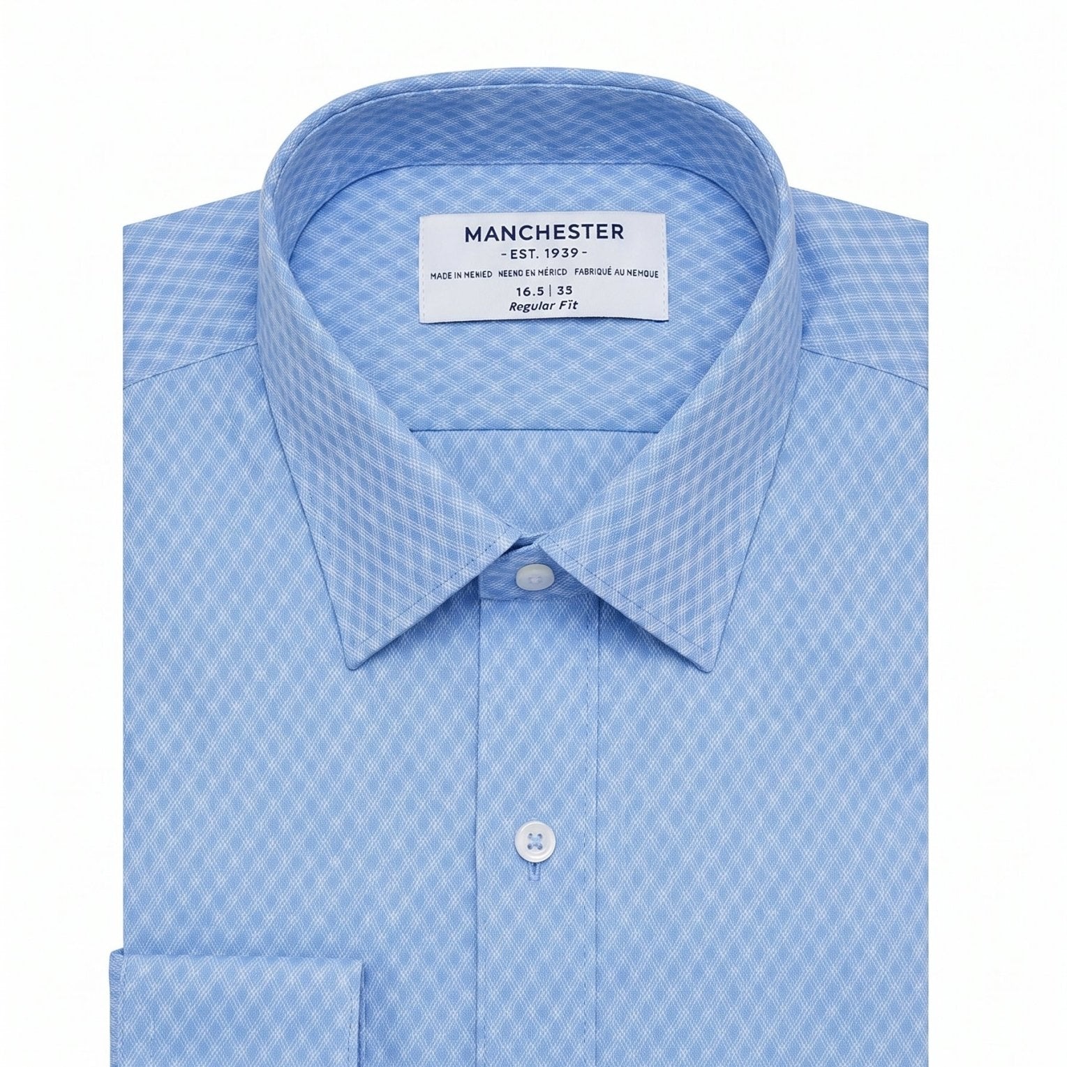 Manchester Camisa de Vestir Cuello Ajustable Regular Fit Micro-Pinpoint - Manchester