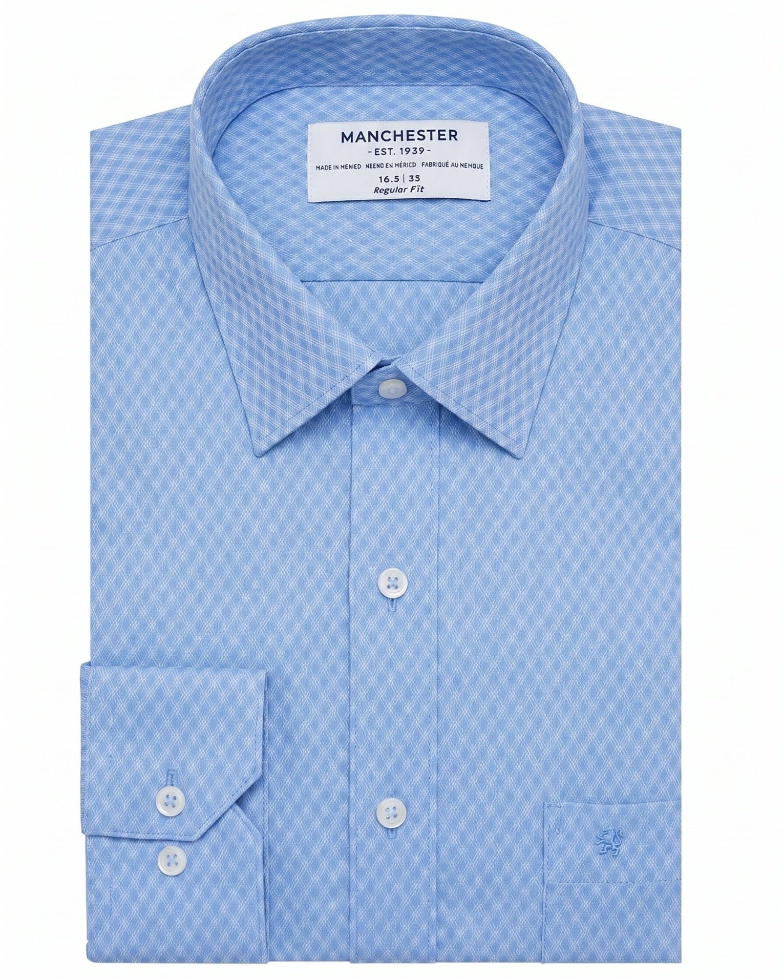 Manchester Camisa de Vestir Cuello Ajustable Regular Fit Micro-Pinpoint - Manchester